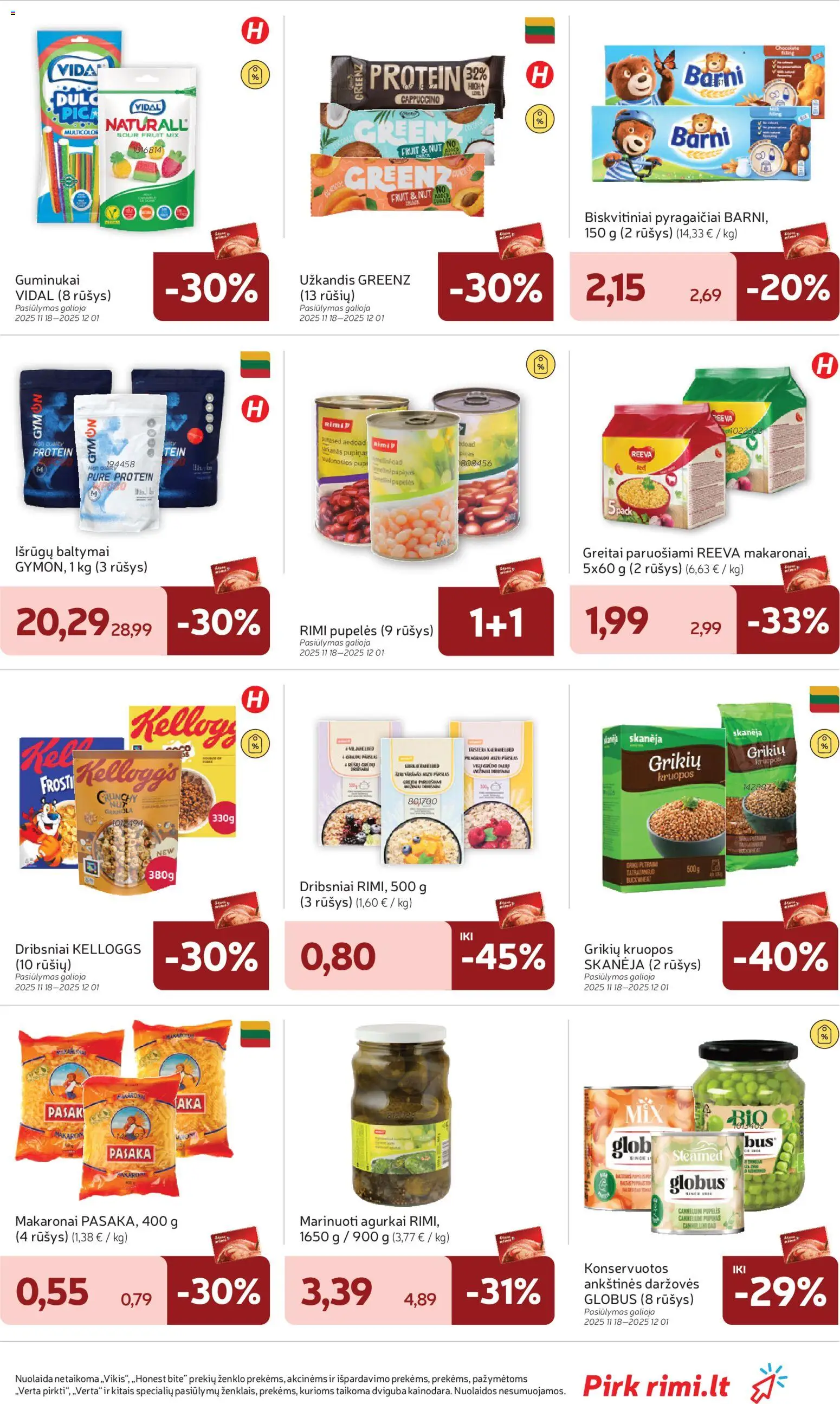 Rimi akcijos nuo 25.11.2025 | Puslapis: 27 | Prekių: Pupelės, Pica, Dribsniai, Makaronai