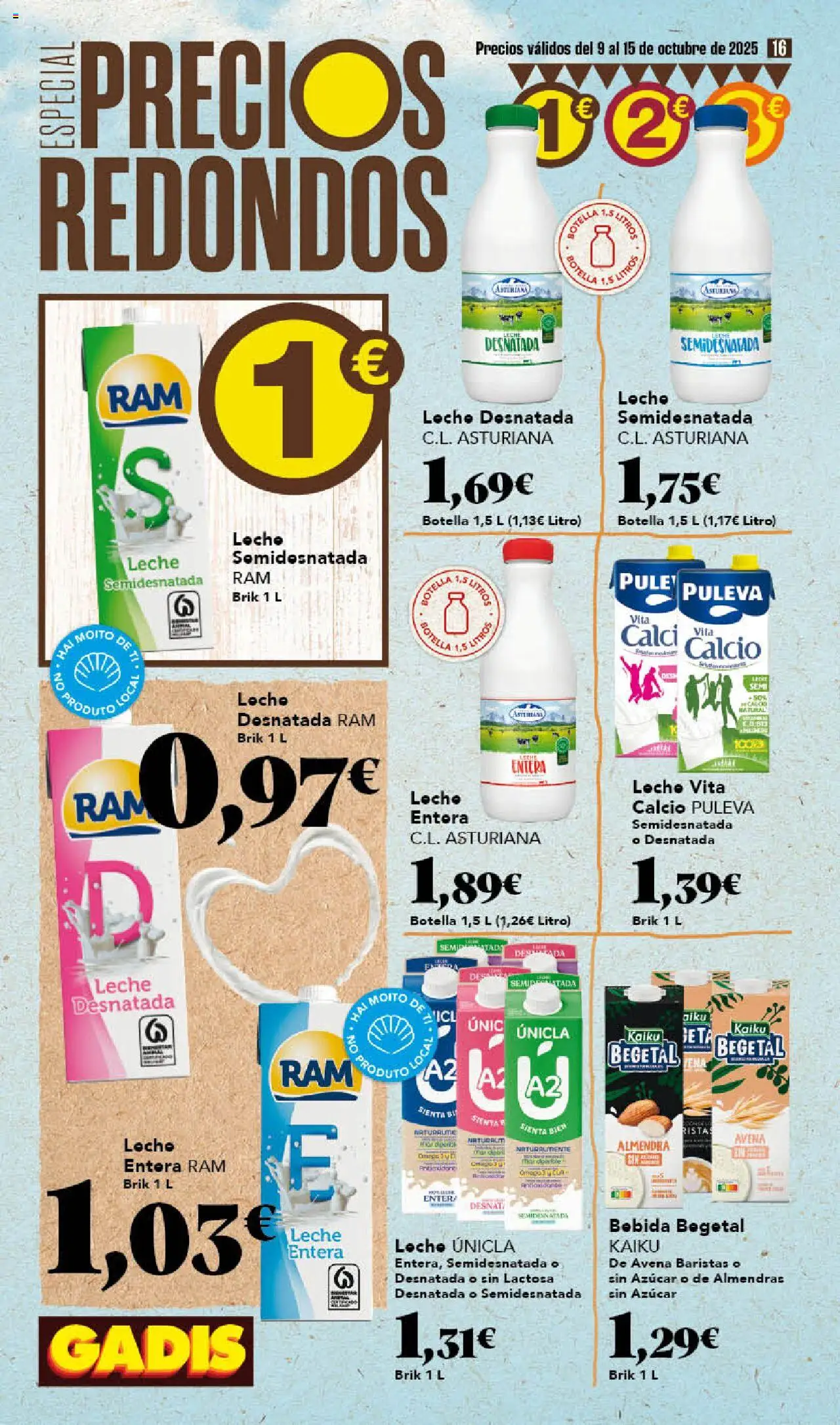 Gadis folleto │ válido desde el 09.10.2025 | Página: 16 | Productos: Leche desnatada, Leche