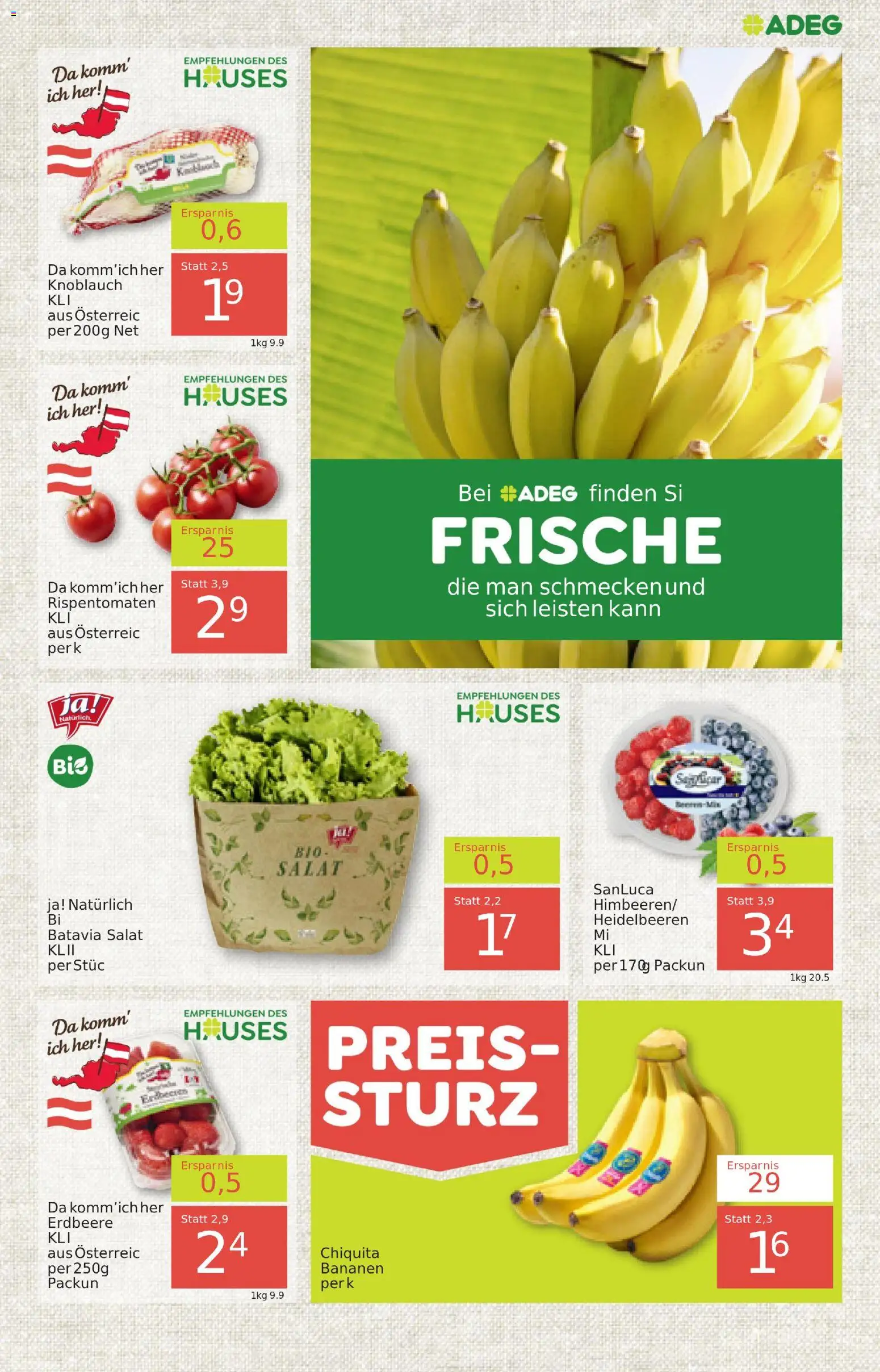 ADEG Flugblatt gültig ab 30.10.2025 | Seite: 3 | Produkte: Salat, Knoblauch, Bananen