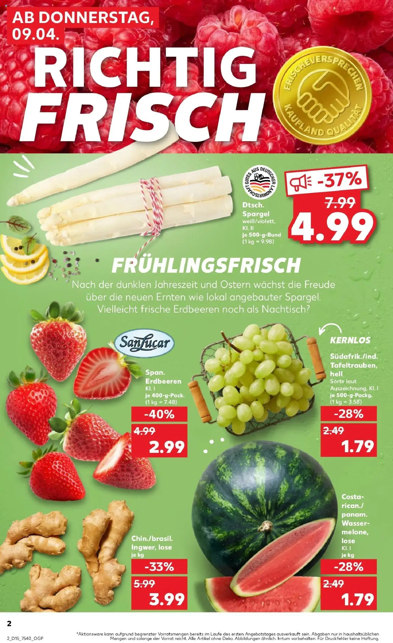Kaufland Prospekt Berlin	 – gültig ab 07.04.2026 | Seite: 14 | Produkte: Spargel, Wasser, Erdbeeren