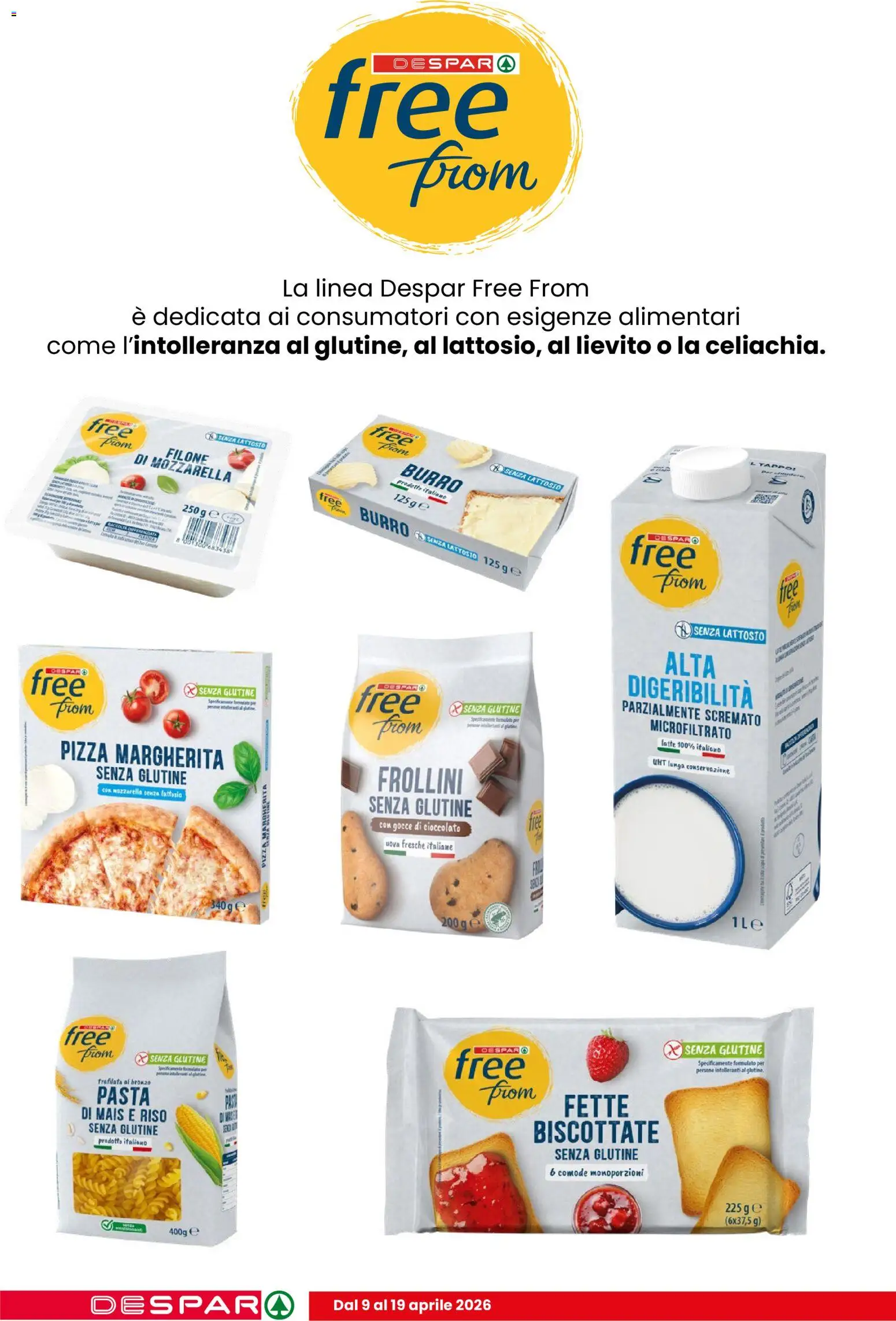 Volantino Despar del 09.04.2026 | Pagina: 8 | Prodotti: Mozzarella senza lattosio, Riso, Mais, Frollini