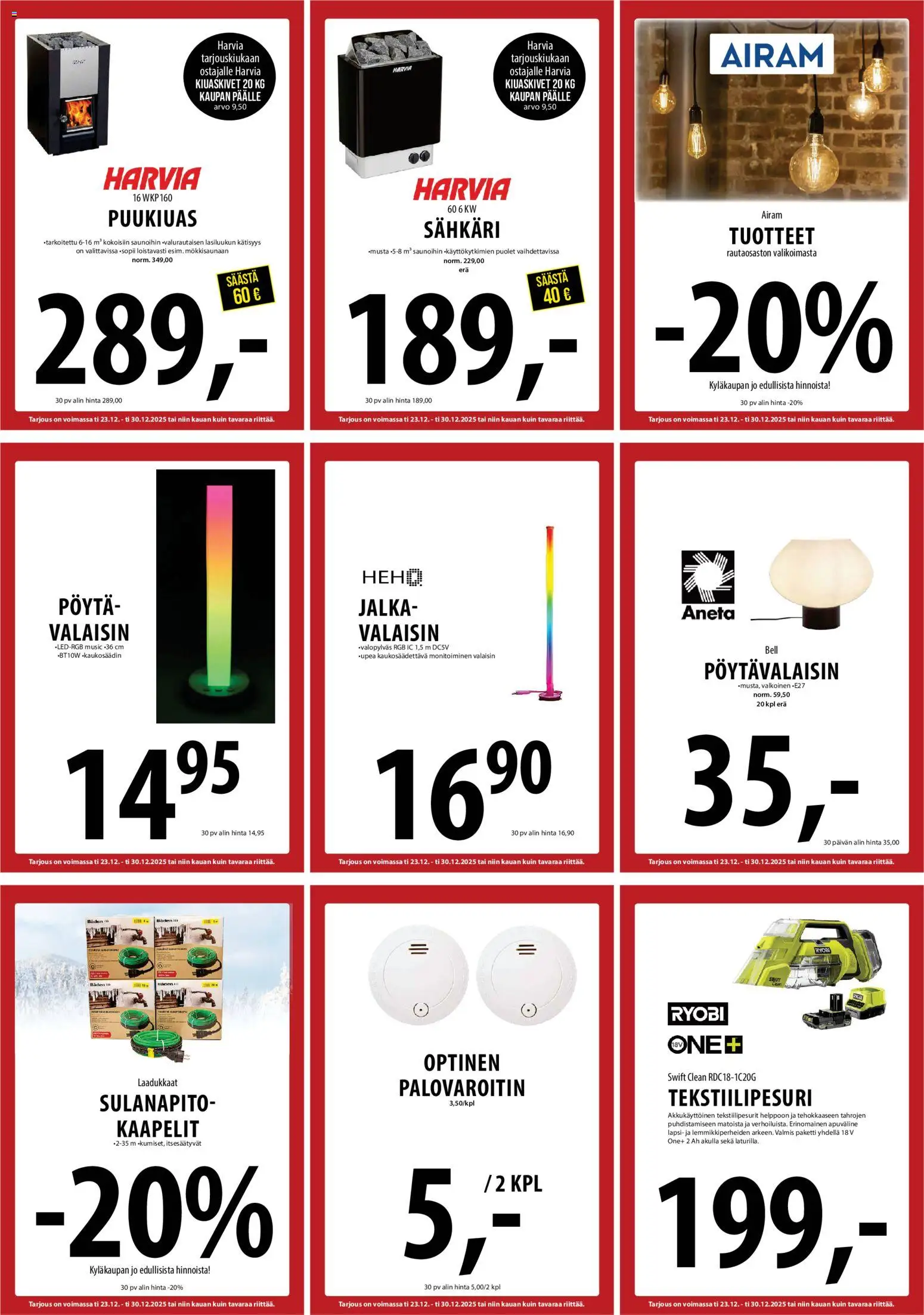 Tuuri tarjoukset – voimassa 23.12.2025 alkaen | Sivu: 22 | Tuotteet: Pöytä, Palovaroitin, Pöytävalaisin
