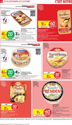 Intermarché - Prévisualisation de FROMAGE POUR TARTIFLETTE, fromage au lait de vache pasteurisé à 28% Mat. Gr sur produit fini 480 g valide à partir de 30.09.2025 | Page: 26