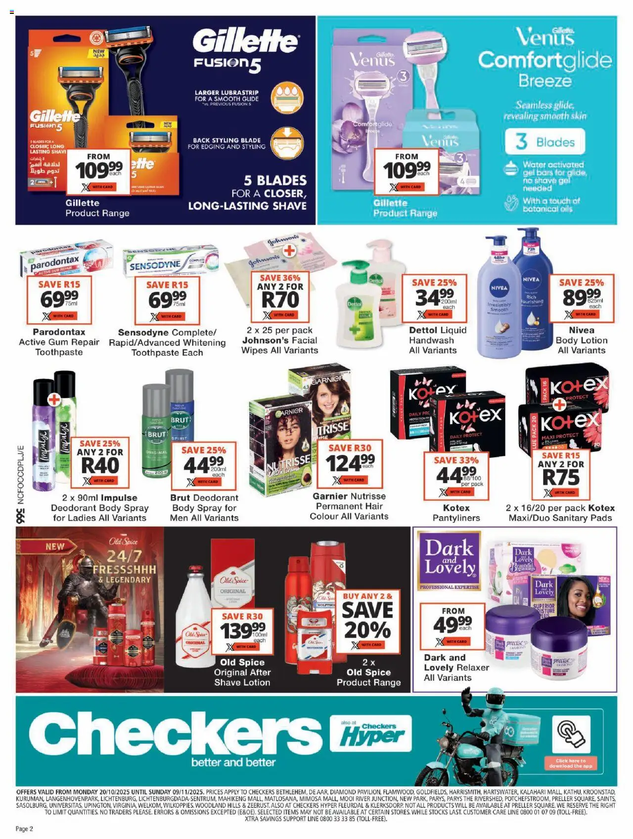 New Checkers catalogue – valid from 19.10.2025 | Page: 2 | Products: Pads, Toothpaste, Relaxer, Lotion