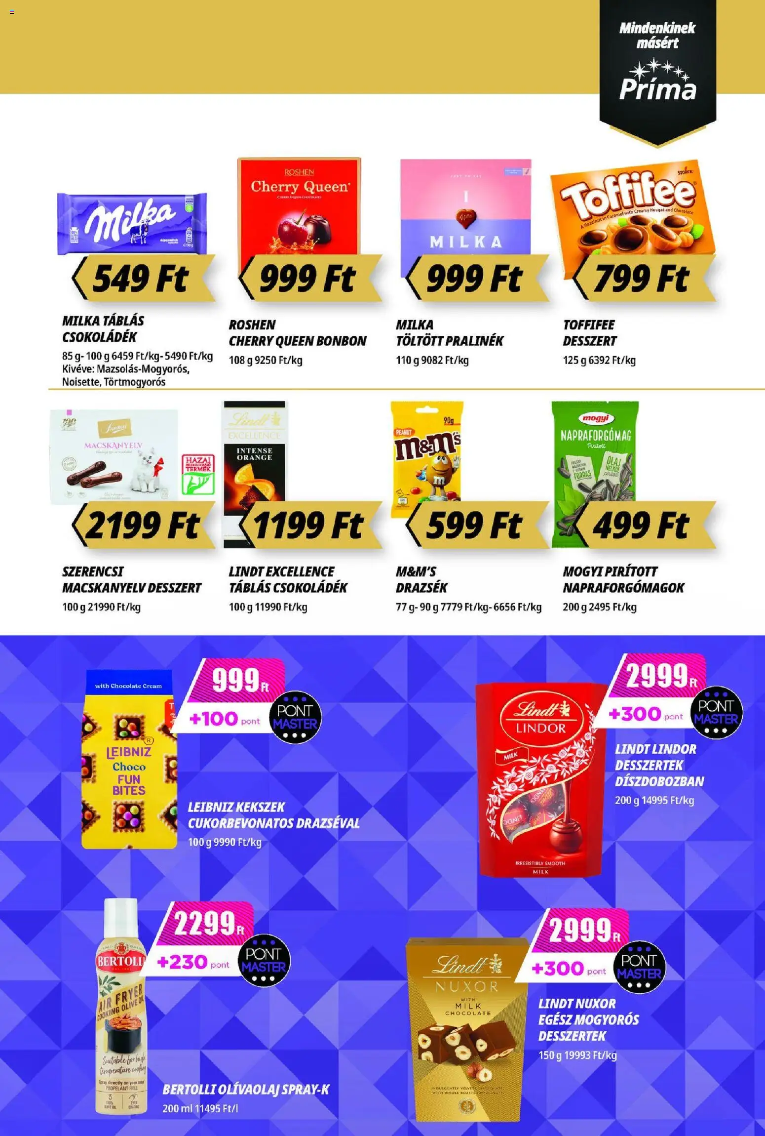 CBA Príma akciós ujság - amely érvényes a következő dátumtól: 13.11.2025 | Oldal: 11 | Termékek: Desszertek, Toffifee, Kekszek, Olívaolaj