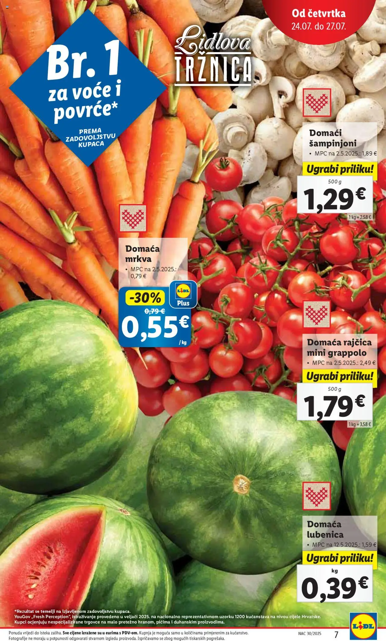 Lidl katalog | vrijedi od 24.07.2025 | Stranica: 7 | Proizvodi: Mrkva, Voće, Lubenica, Rajčica