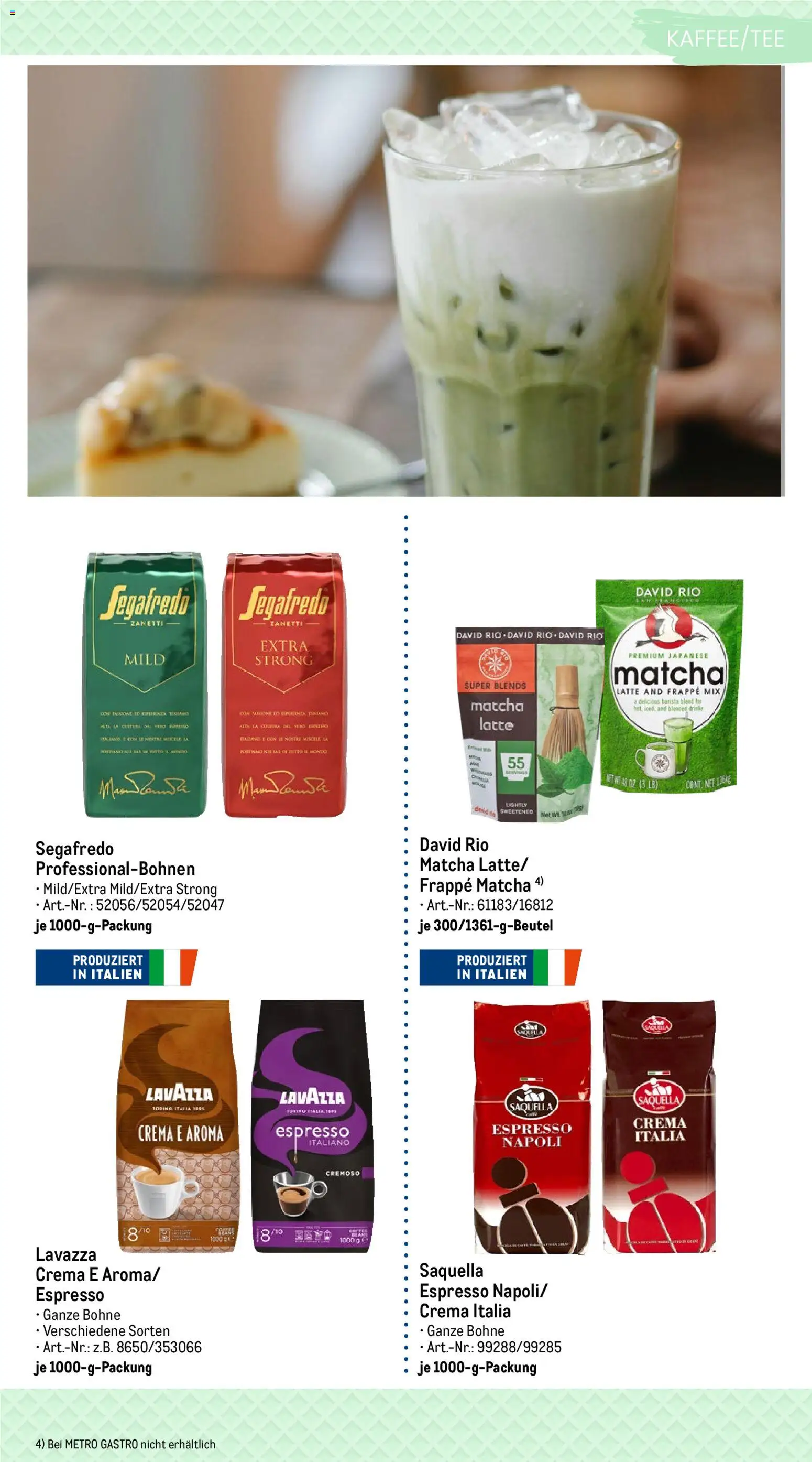 Metro Highlights Eisdiele und Café – gültig ab 09.03.2026 | Seite: 10 | Produkte: Lavazza, Segafredo