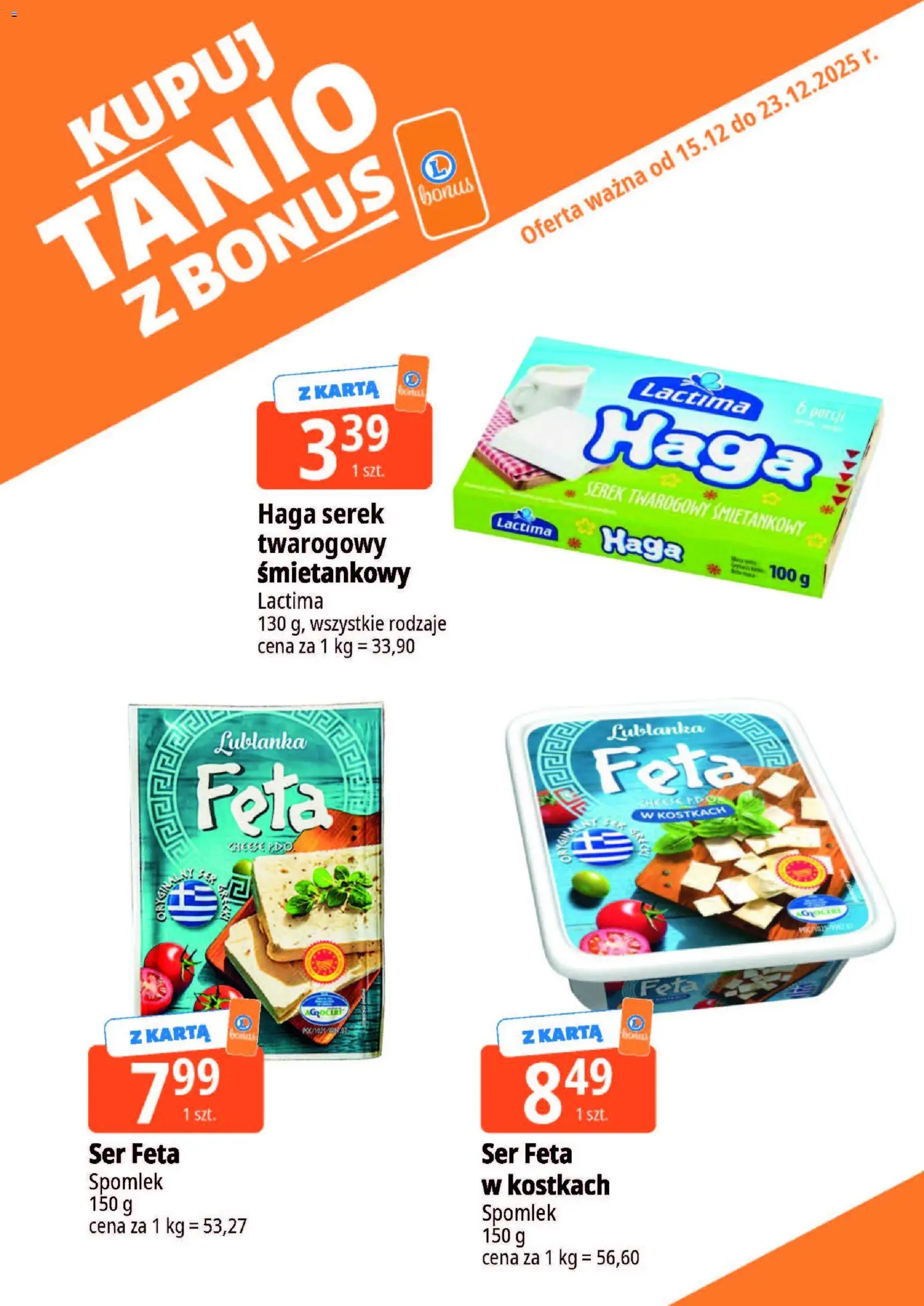 E.Leclerc Gazetka - Warszawa Bielany kupony dodatkowe od 15.12.2025 | Strona: 16 | Produkty: Karta, Serek, Ser, Ser feta