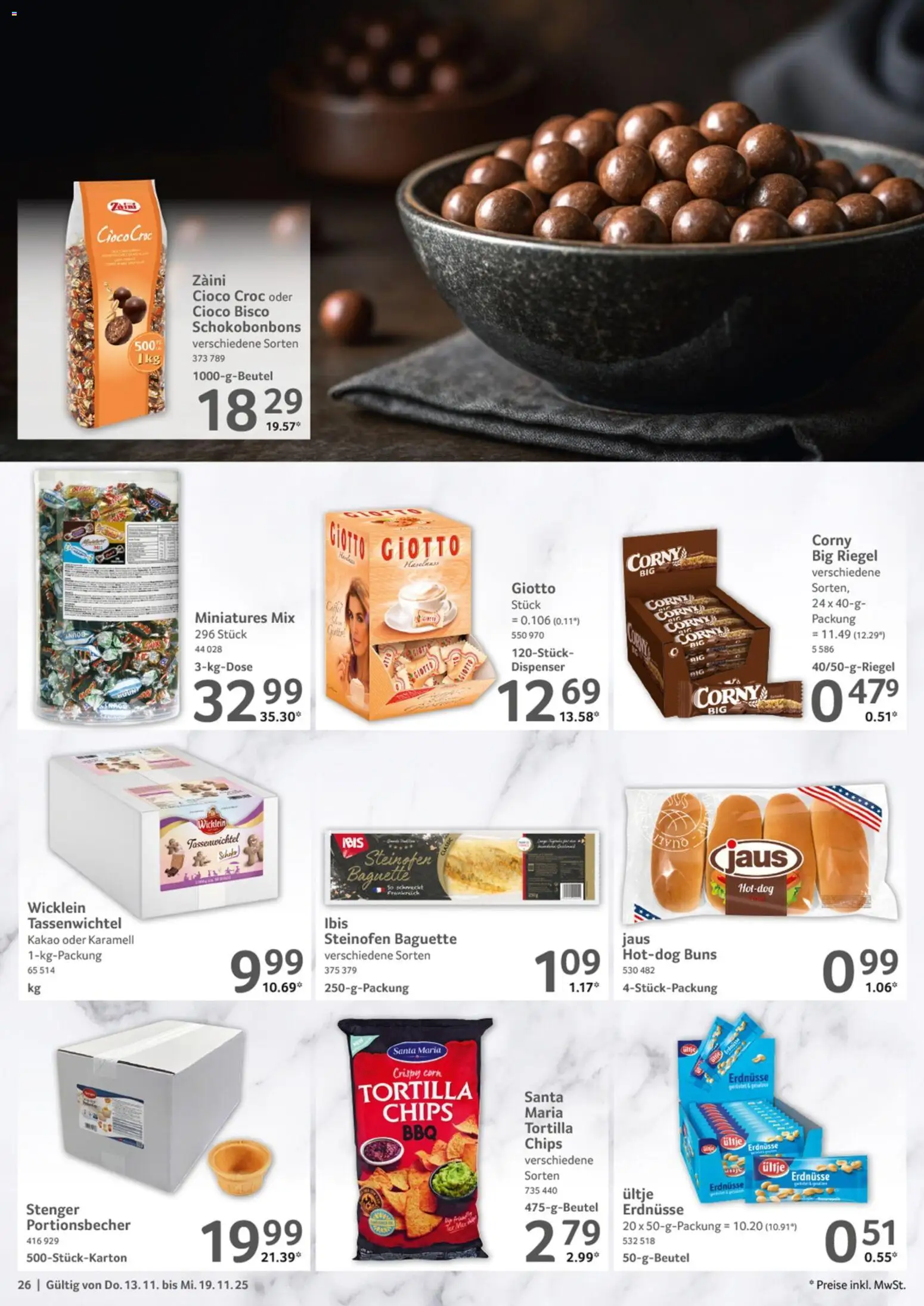 Selgros Prospekt 	 – gültig ab 13.11.2025 | Seite: 26 | Produkte: Ultje erdnusse, Erdnüsse, Baguette, Chips