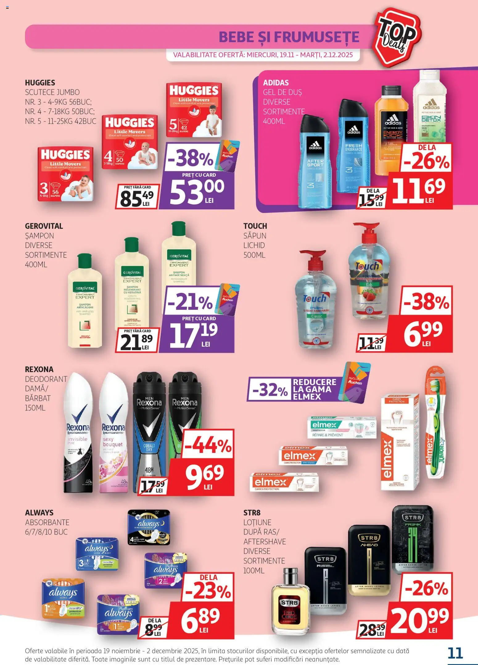 Noul catalog Auchan – valabil de la 19.11.2025 | Pagină: 11 | Produse: Duș, Șampon, Săpun, Deodorant