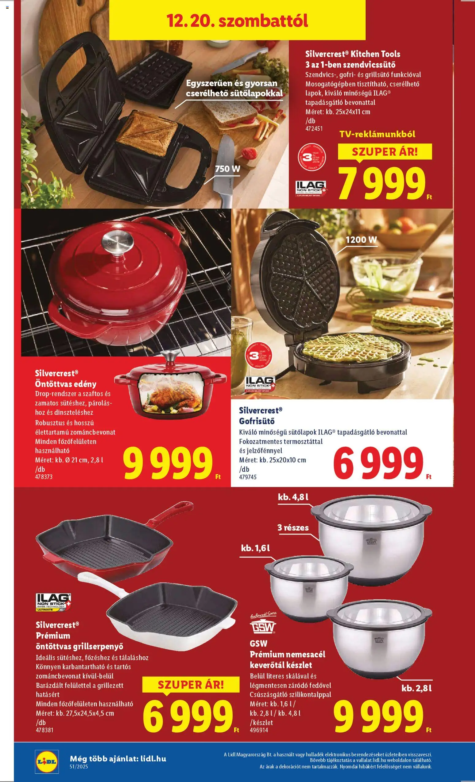 Lidl akciós ujság - amely érvényes a következő dátumtól: 18.12.2025 | Oldal: 16 | Termékek: Grillsütő, Grill, Edény, Szendvicssütő