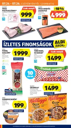 Aldi akciós ujság - amely érvényes a következő dátumtól: 24.07.2025 | Oldal: 14 | Termékek: Szendvicskrém, Granola, Szalámi, Túró