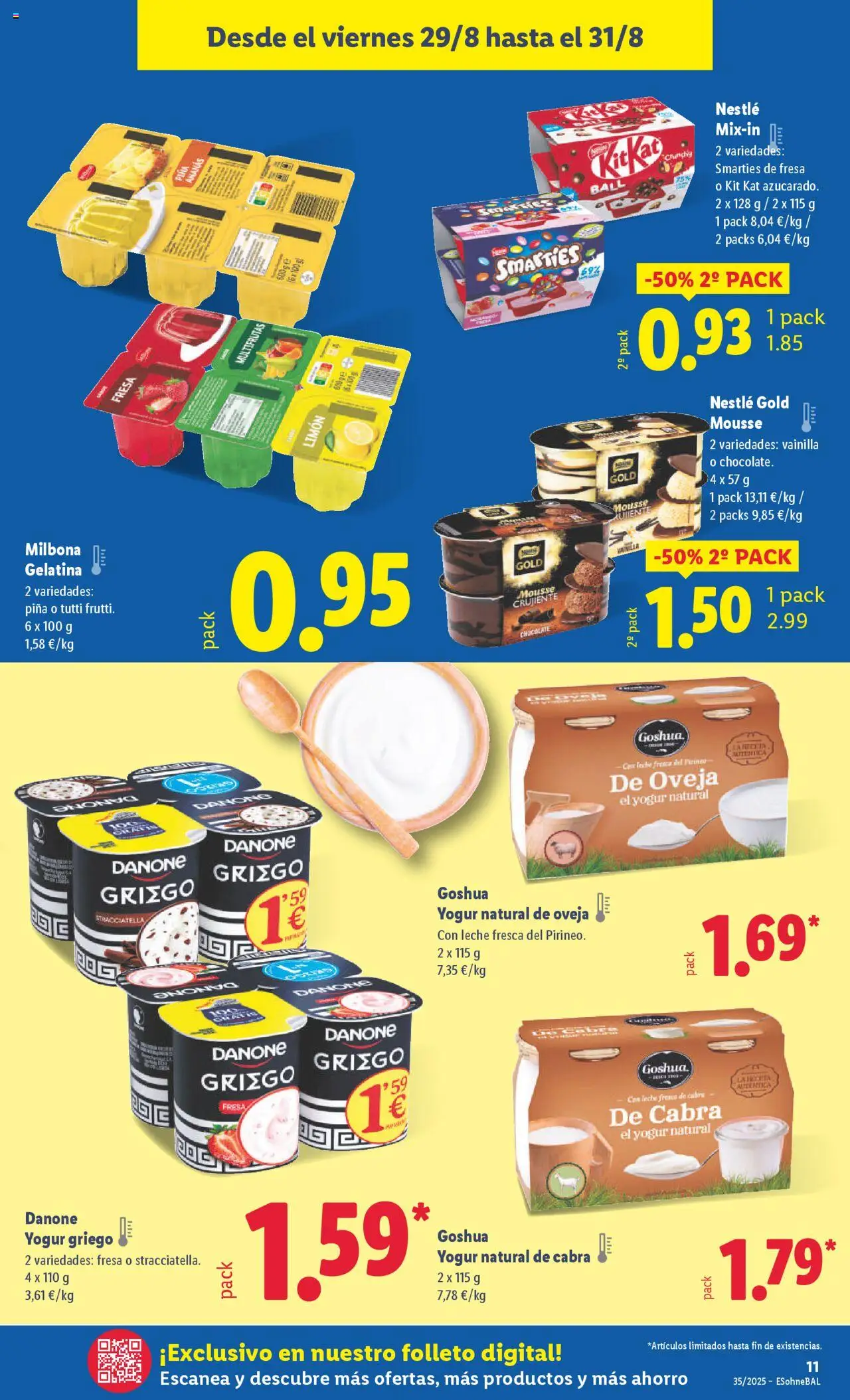 Lidl catálogo BCN │ válido desde el 25.08.2025 | Página: 13 | Productos: Gelatina, Leche, Chocolate, Piña