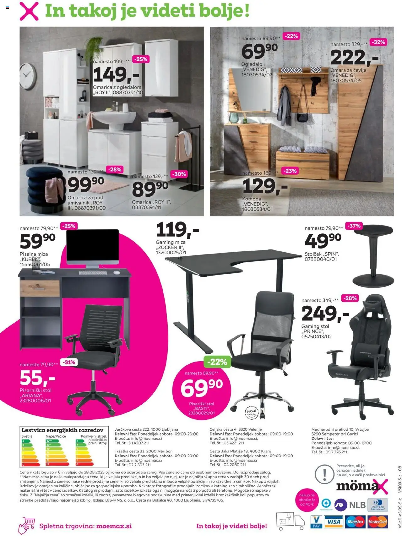 Novi Mömax katalog ponudbe – veljaven od 15.09.2025 | Stran: 8 | Izdelki: Pisalna miza, Miza, Ogledalo, Umivalnik
