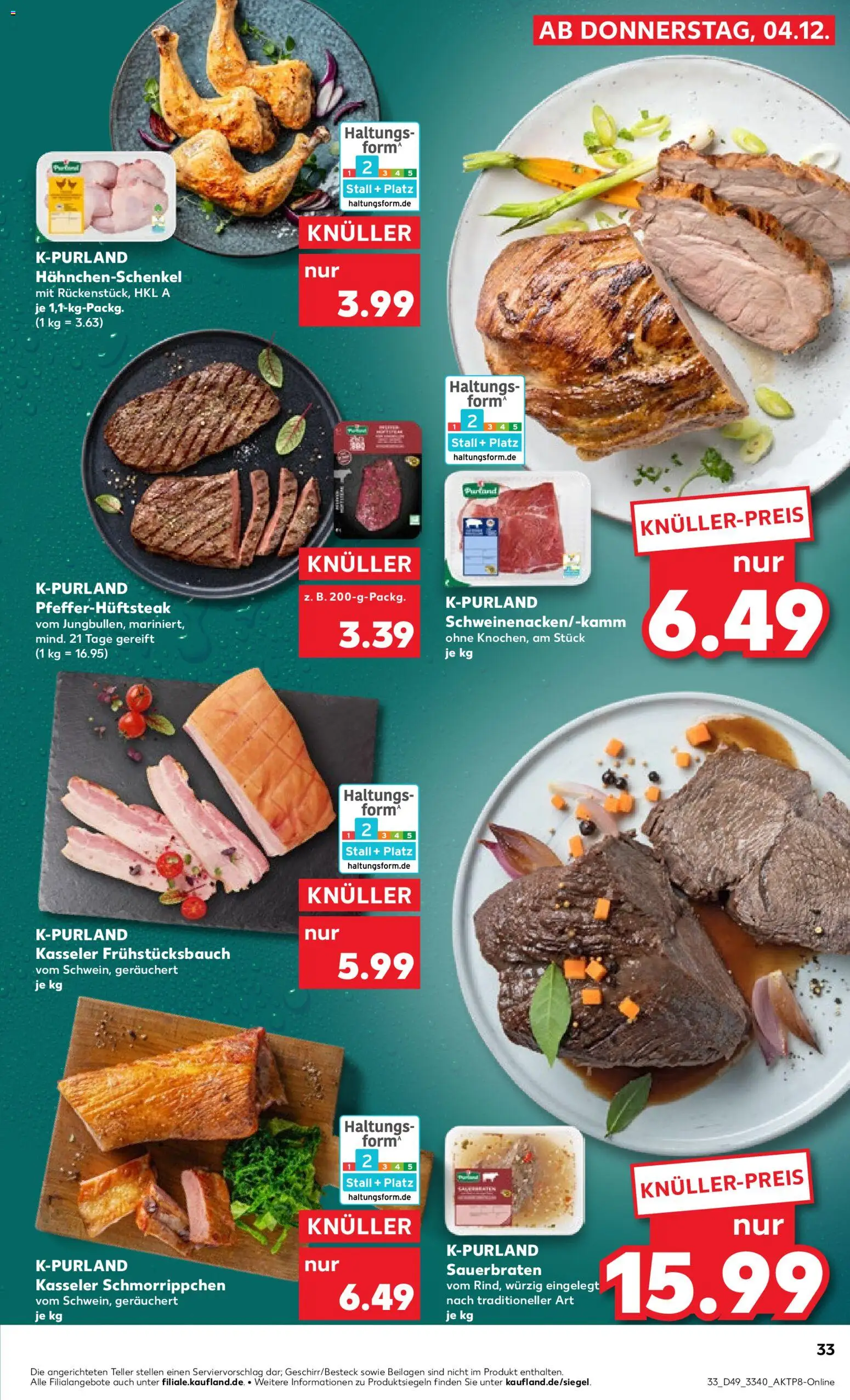 Kaufland prospekt Rostock	 – gültig ab 04.12.2025 | Seite: 33 | Produkte: Hahnchenschenkel, Steak