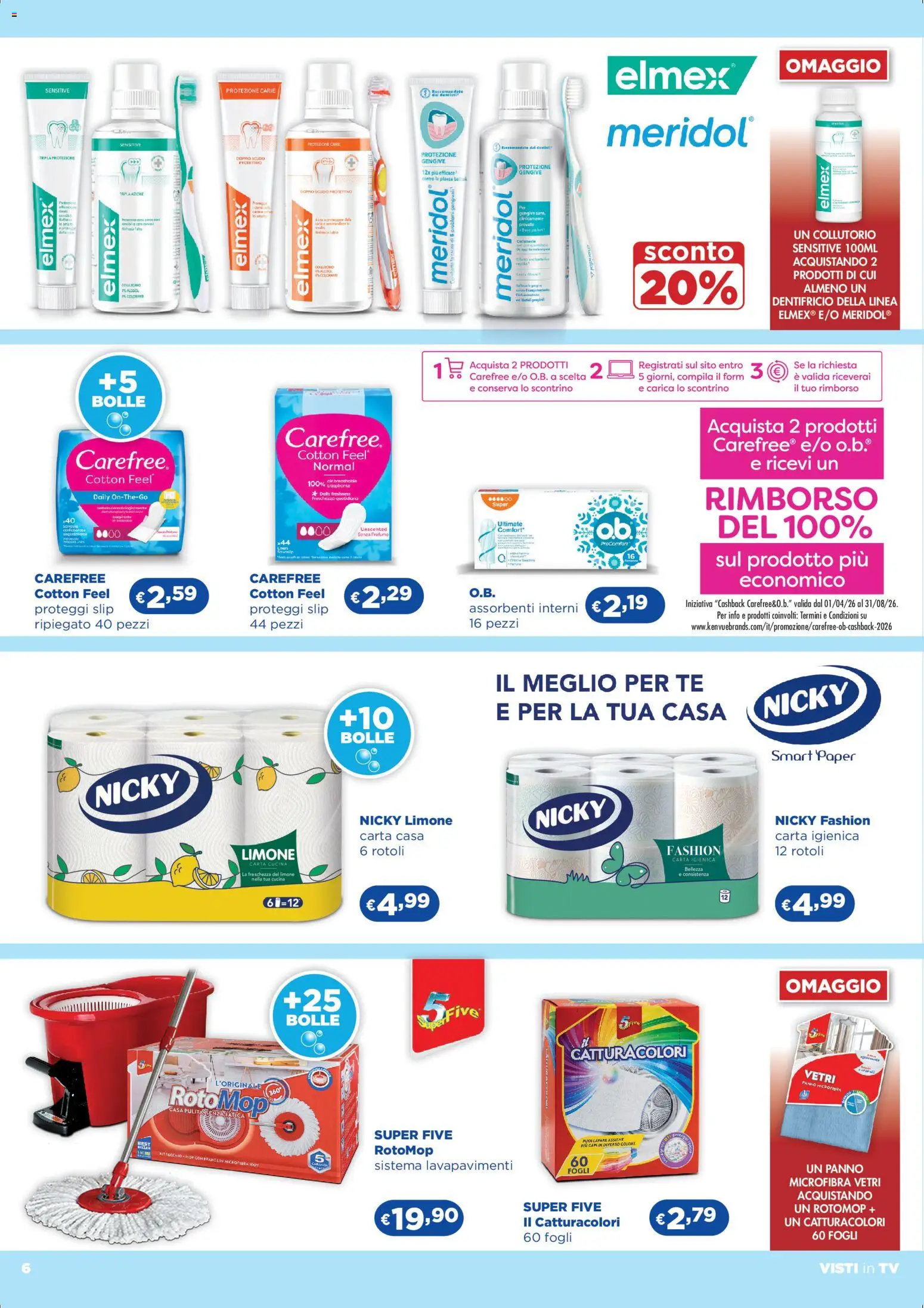 Volantino Acqua e Sapone del 29.04.2026 | Pagina: 6 | Prodotti: Carta igienica, Dentifricio, Slip, Limone