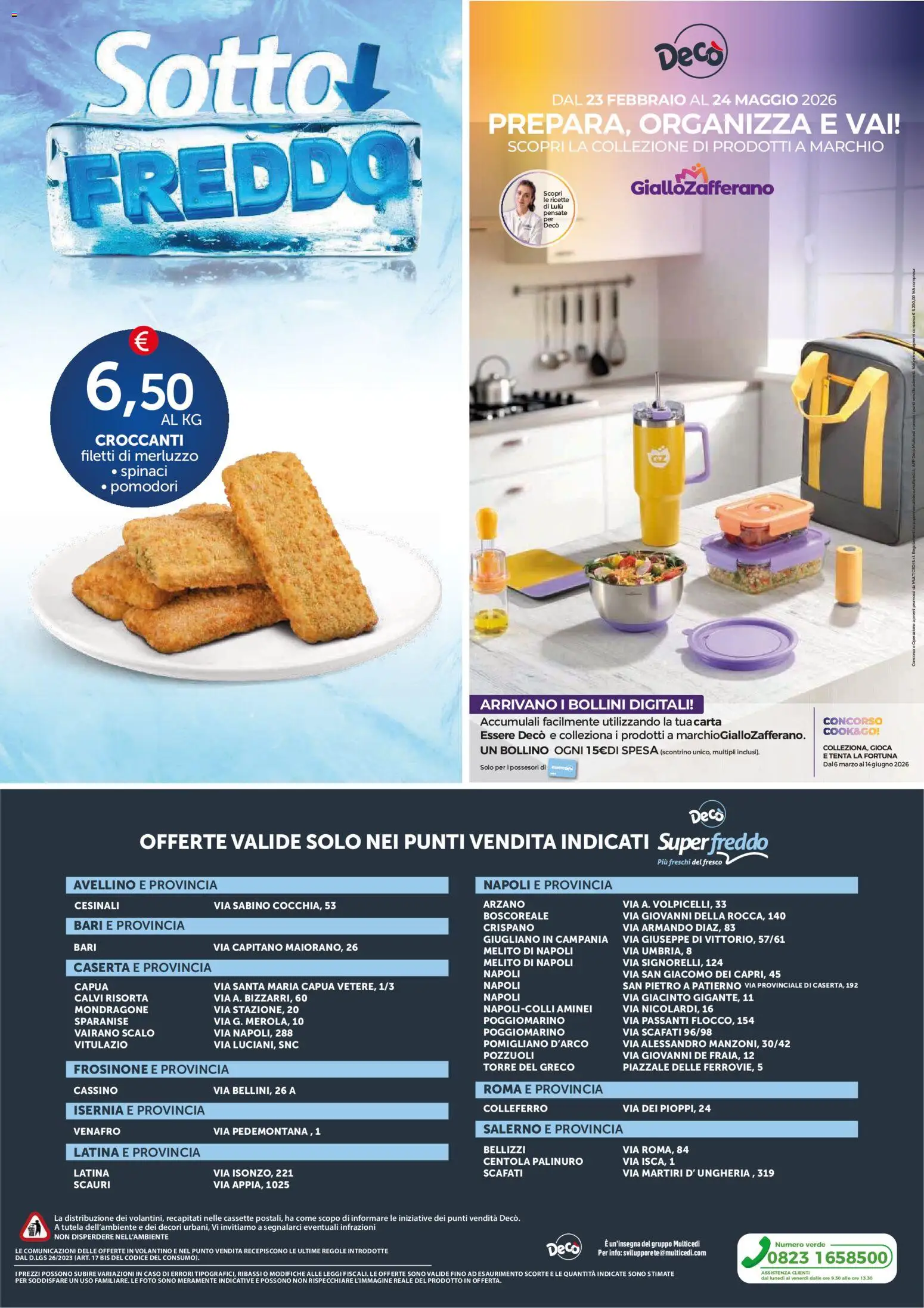 Volantino Decò del 23.02.2026 | Pagina: 8 | Prodotti: Merluzzo, Pomodori, Spinaci