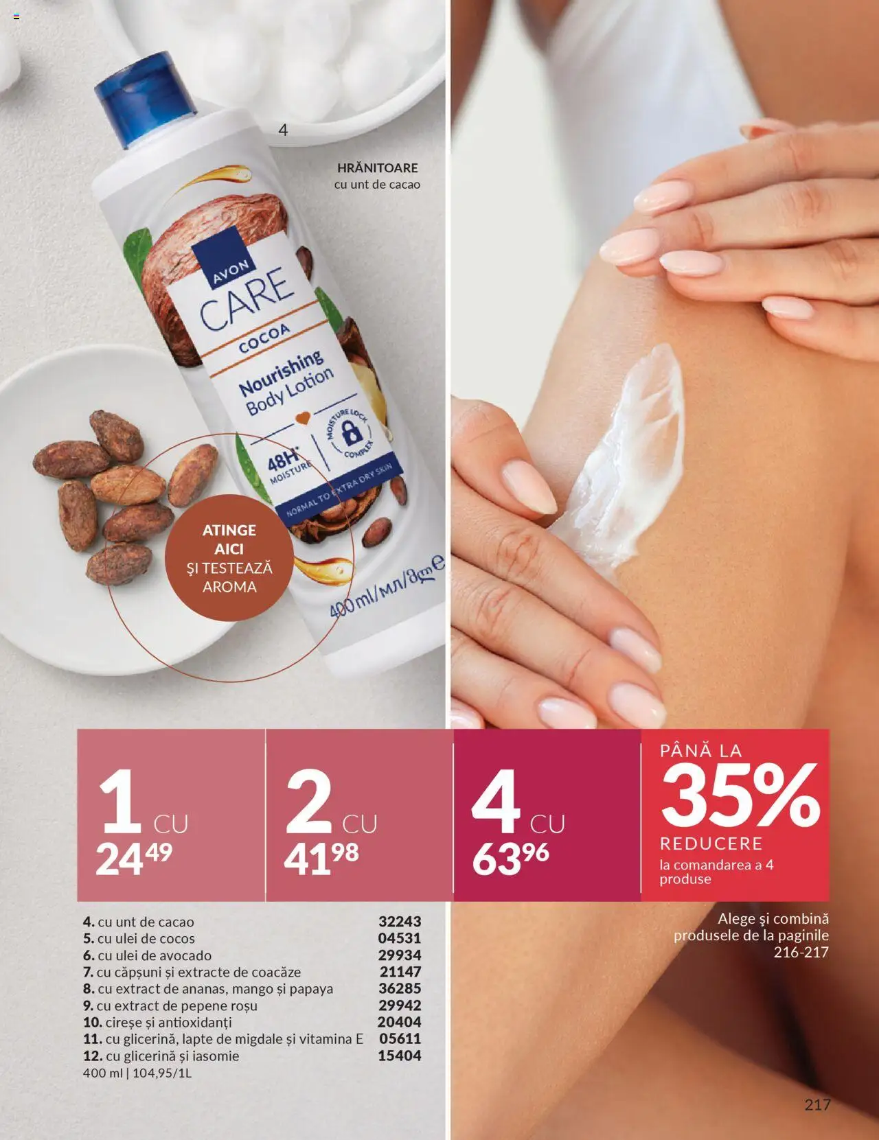 Noul catalog Avon – valabil de la 01.10.2025 | Pagină: 219 | Produse: Body, Migdale, Cireșe, Mango