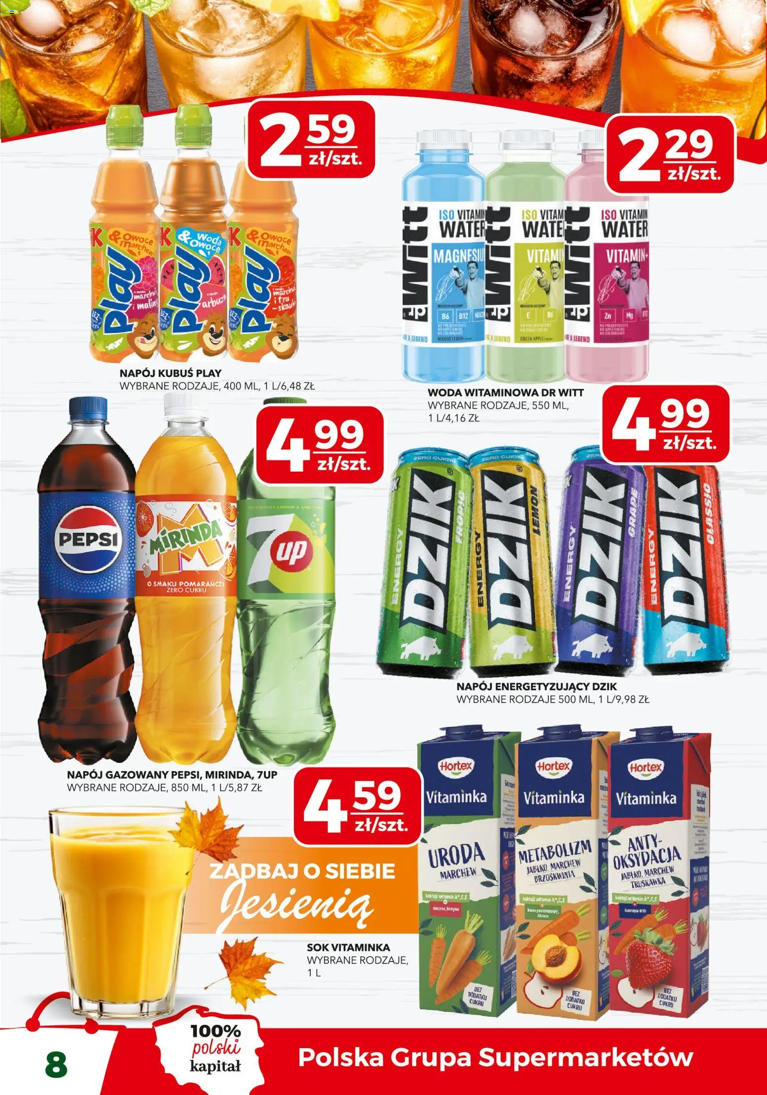 Top Market Gazetka od 20.11.2025 | Strona: 8 | Produkty: Pepsi, Sok, Woda, Owoce