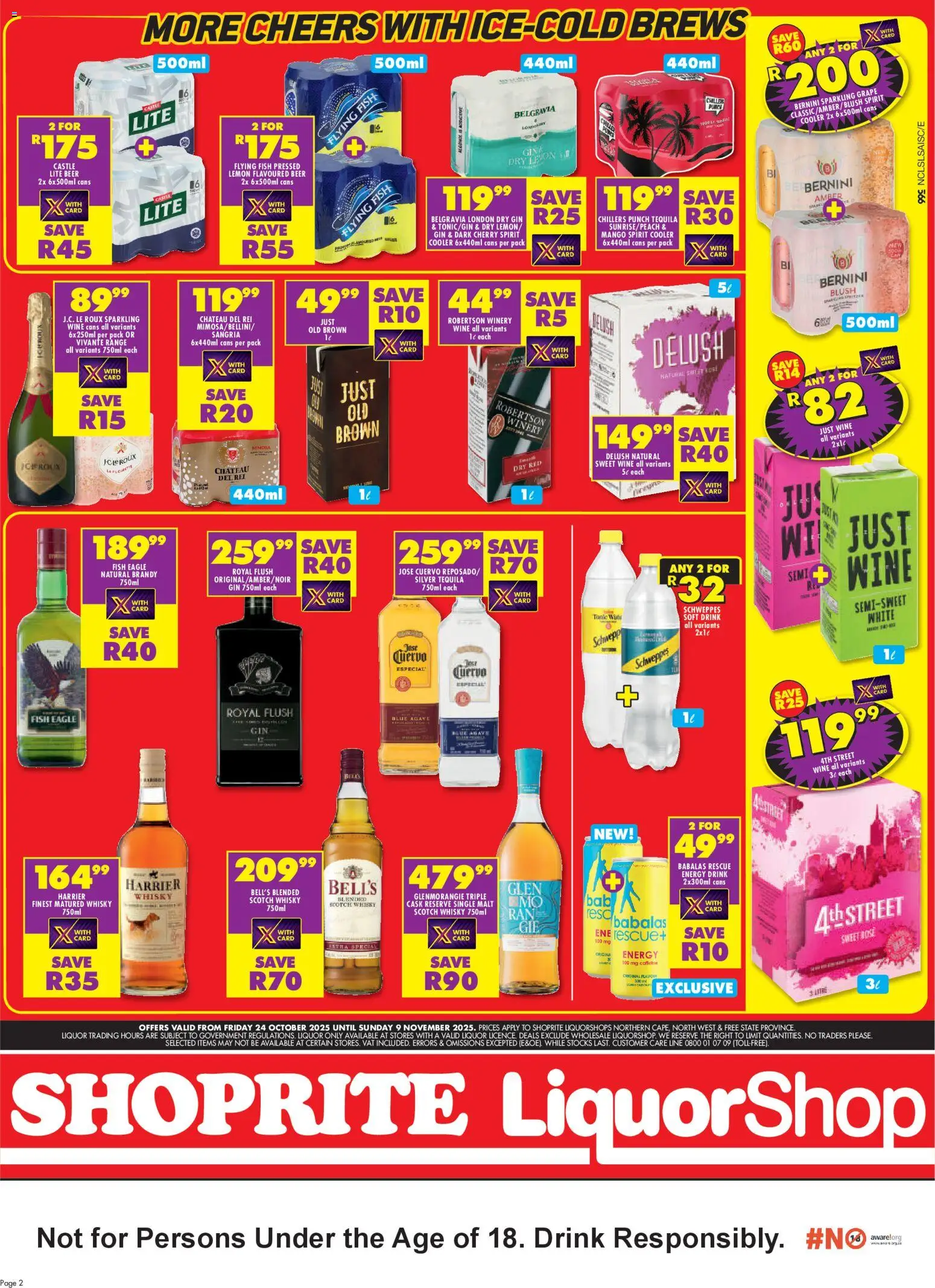 New Shoprite catalogue – valid from 24.10.2025 | Page: 2 | Products: Cooler, Beer, Gin, Mango