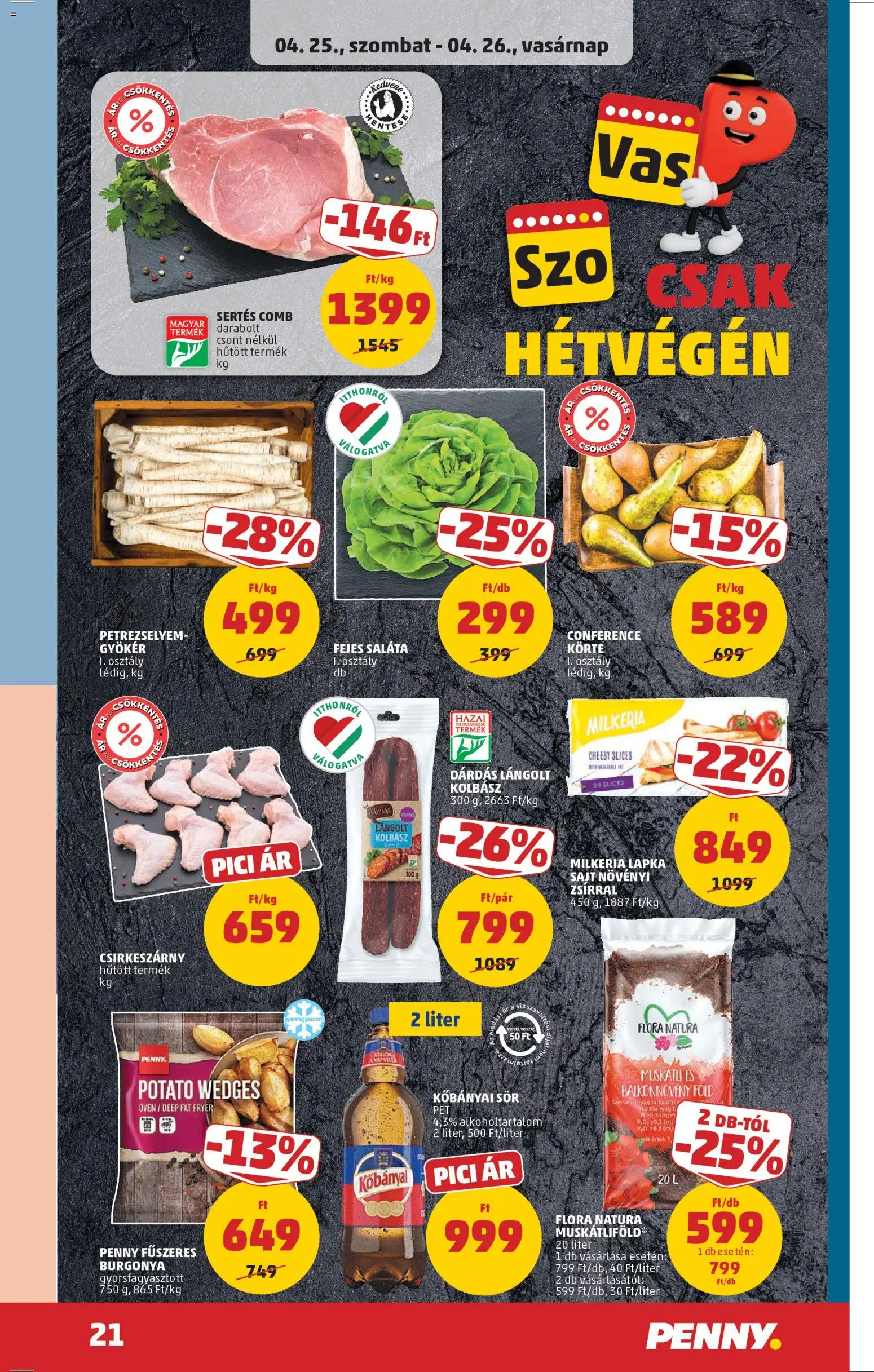 PENNY akciós ujság - amely érvényes a következő dátumtól: 23.04.2026 | Oldal: 24 | Termékek: Petrezselyem, Lángolt kolbász, Sajt, Saláta