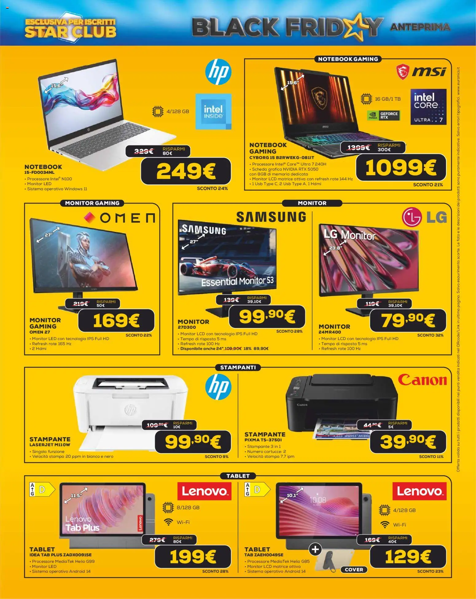 Volantino Euronics del 31.10.2025 | Pagina: 9 | Prodotti: Notebook, Tablet, Stampa, Samsung