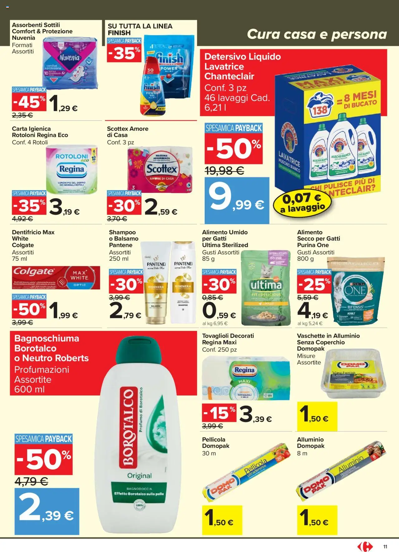 Volantino Carrefour del 21.08.2025 | Pagina: 11 | Prodotti: Shampoo, Dentifricio, Lavatrice, Profumo