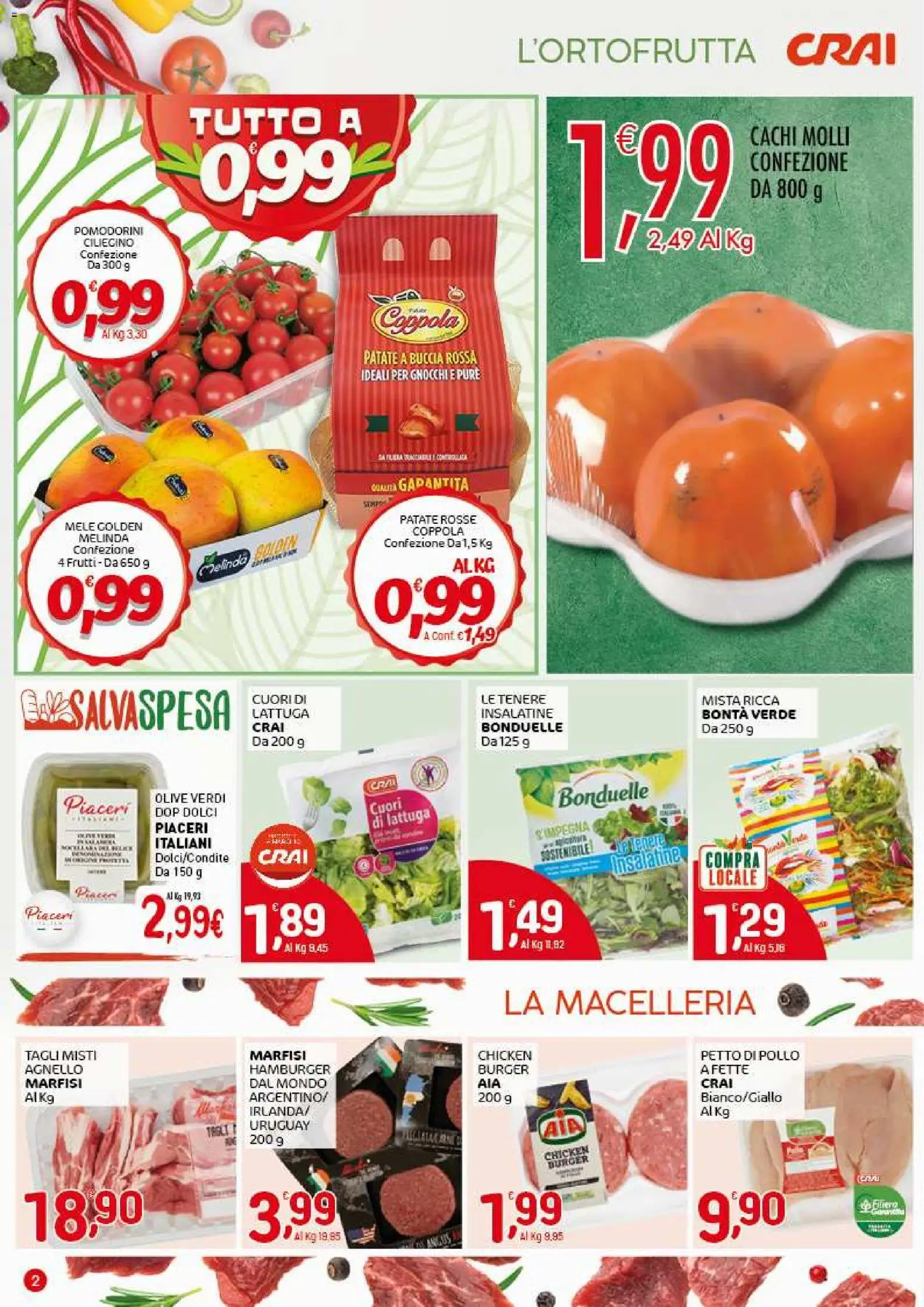 Volantino CRAI del 30.10.2025 | Pagina: 2 | Prodotti: Petto di Pollo, Olive, Cachi, Lattuga