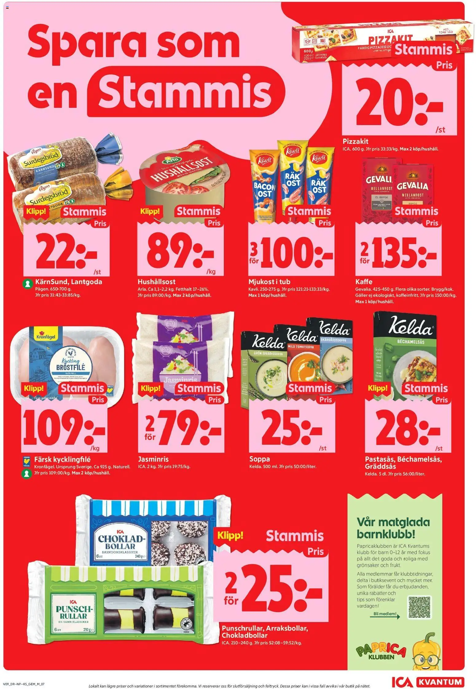 ICA Kvantum reklamblad aktuell från 23.02.2026 | Sida: 9 | Produkter: Bacon, Hushållsost, Pizzakit, Soppa