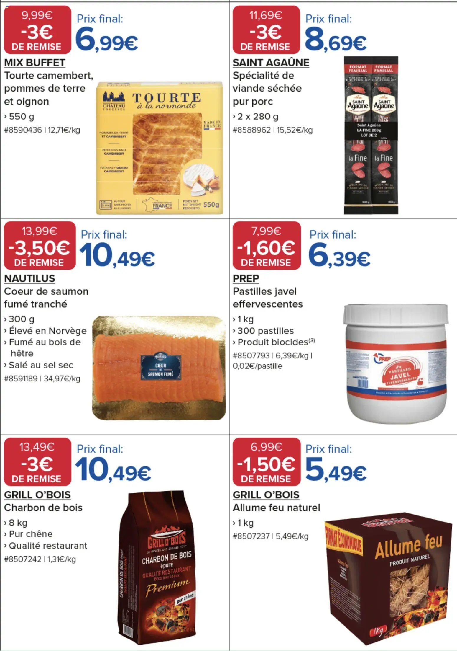 {H1} | Page: 15 | Produits: Allume feu, Saumon fumé, Viande, Pommes