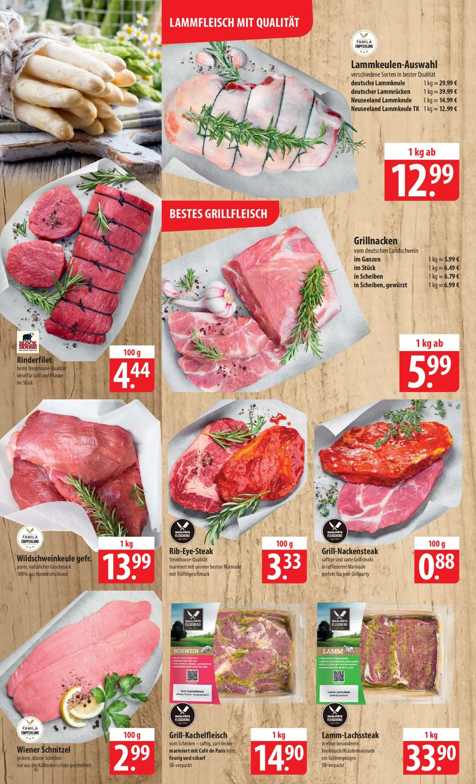 Famila Prospekt 	 – gültig ab 30.03.2026 | Seite: 2 | Produkte: Lammkeule, Grillfleisch, Schinken, Fleisch