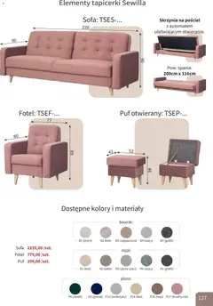 Pogląd oferty "Bodzio Katalog" - ważna od 01.04.2026 | Strona: 127 | Produkty: Cappuccino, Sofa, Fotel, Róż