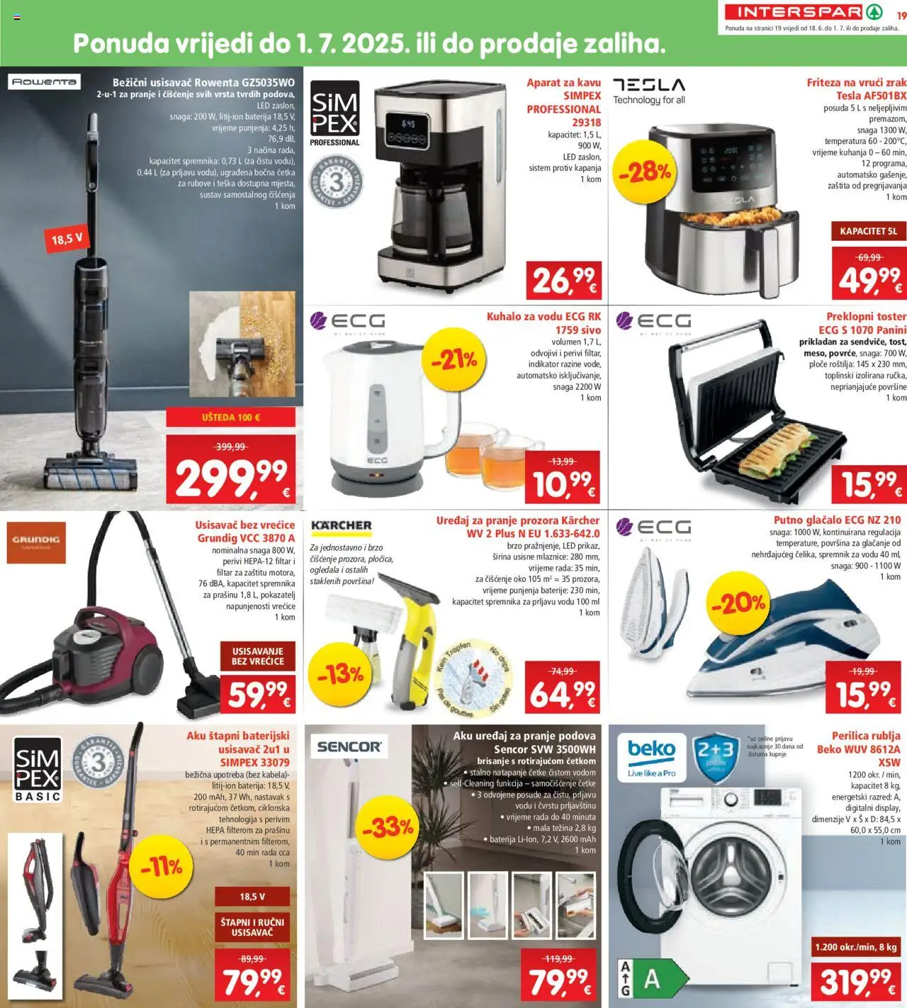Interspar katalog | vrijedi od 18.06.2025 | Stranica: 19 | Proizvodi: Usisavač, Perilica rublja, Baterije, Kärcher