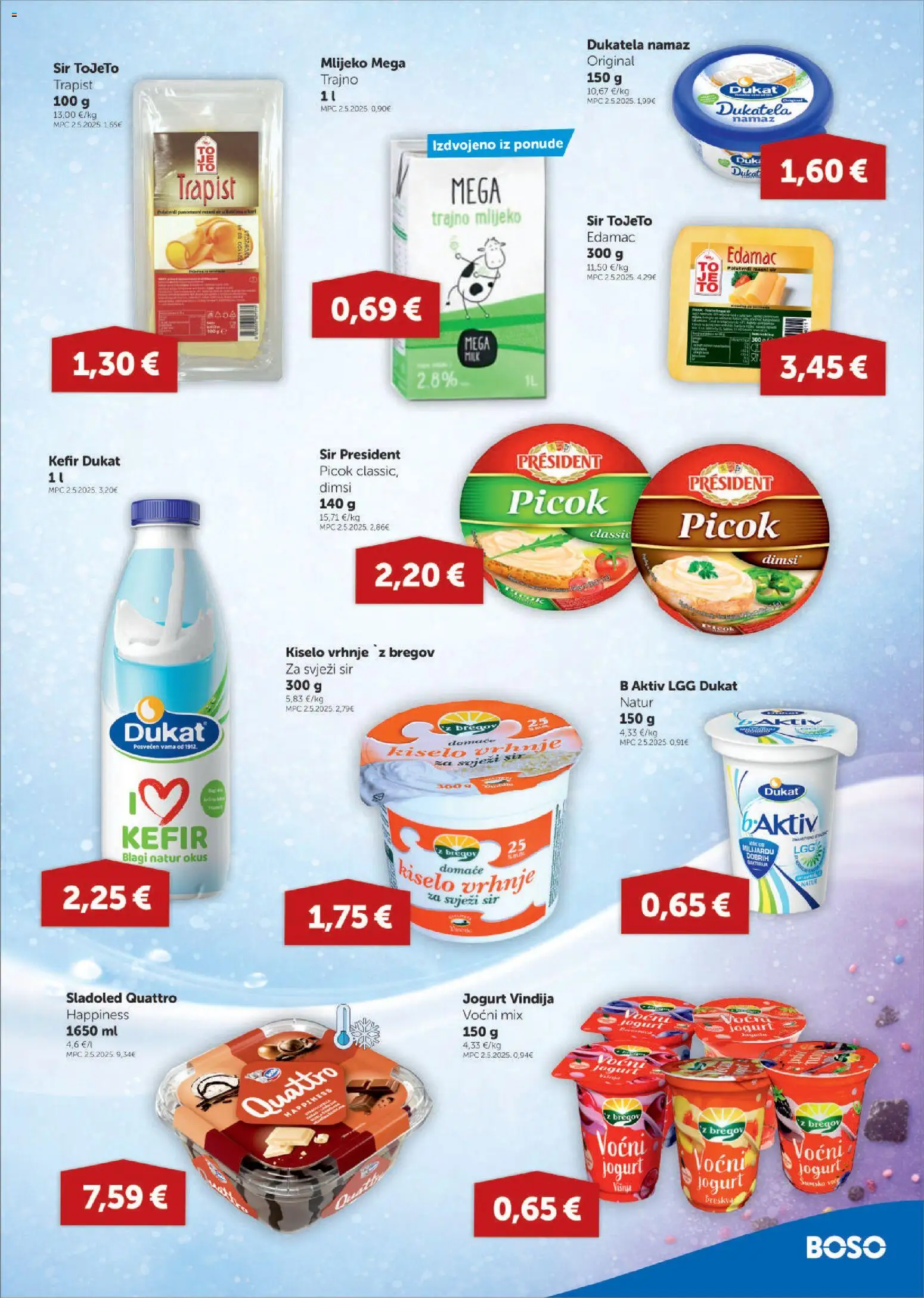 Boso katalog | vrijedi od 26.02.2026 | Stranica: 5 | Proizvodi: Mlijeko, Sladoled, Trajno mlijeko, Namaz