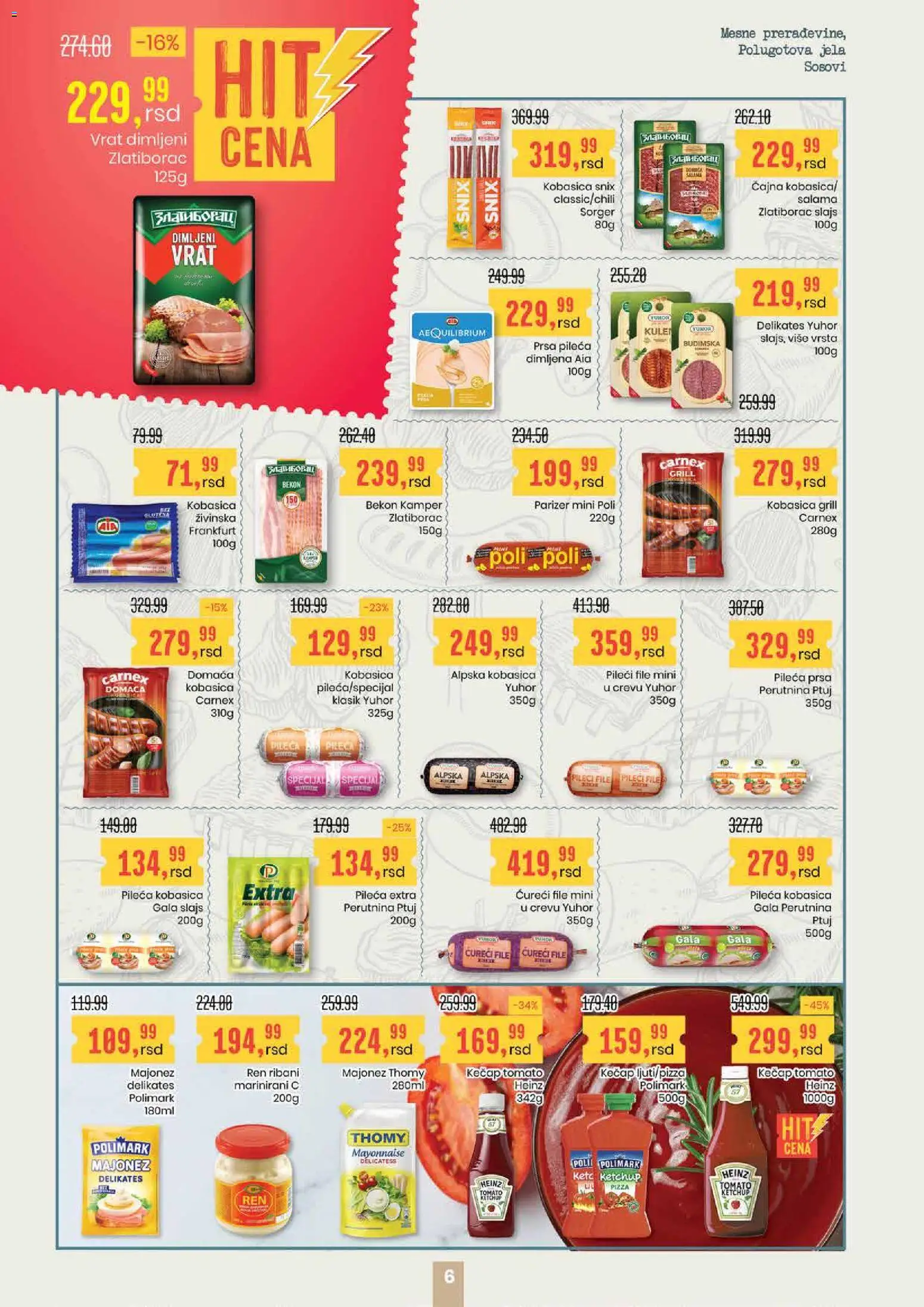 Aroma Market katalog - važi od 16.04.2026 | Strana: 6 | Proizvode: Majonez, Kečap, Ćureći file, Heinz