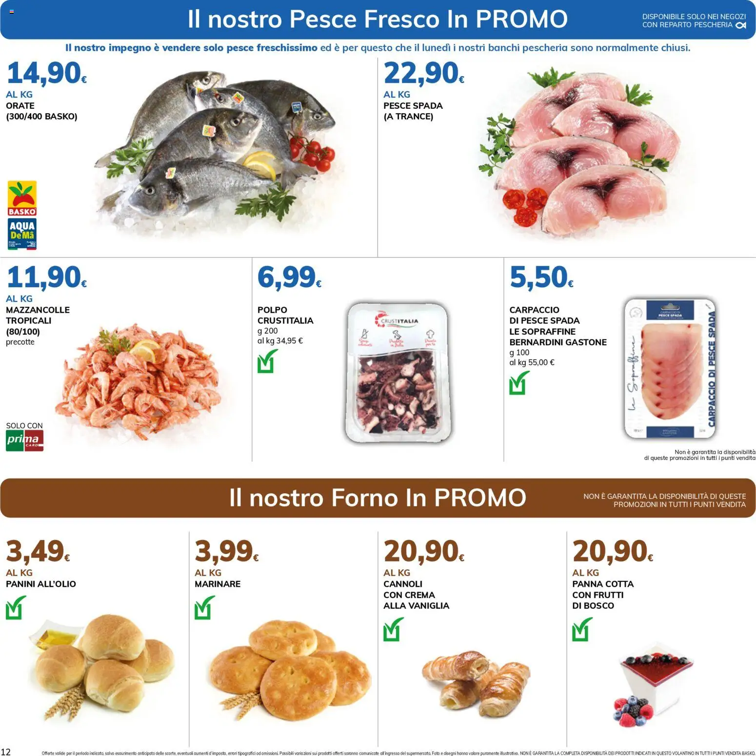 Volantino Basko del 24.03.2026 | Pagina: 12 | Prodotti: Panna, Mazzancolle, Forno, Pesce spada