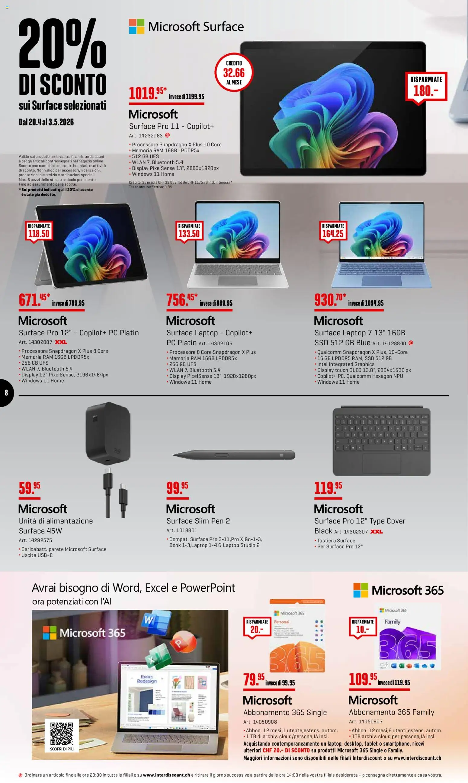 Interdiscount aktionen 20% di sconto  IT – gültig ab 27.04.2026 | Seite: 8 | Produkte: Laptop, Pc, Tablet