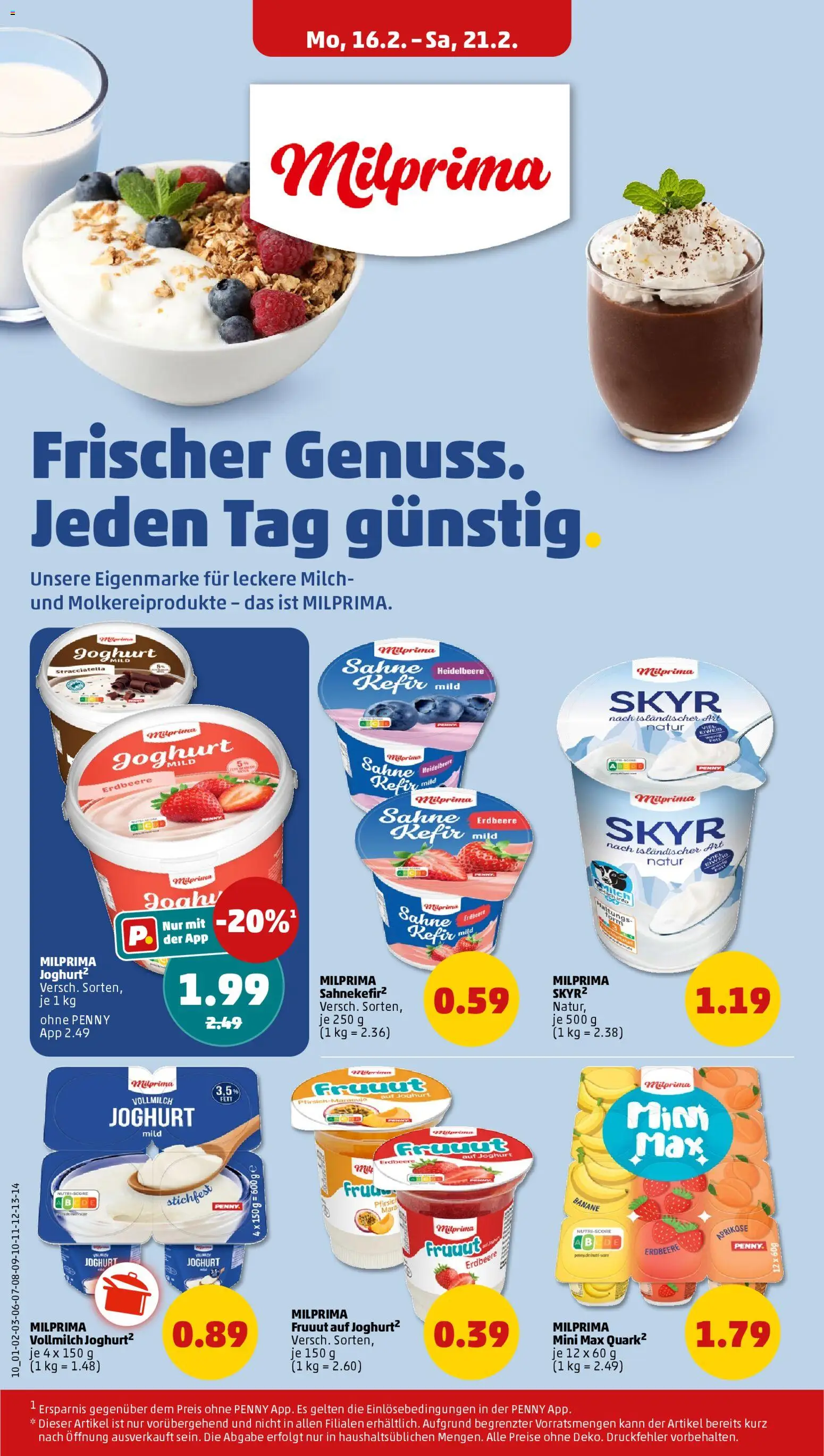 Penny Prospekt 	 – gültig ab 16.02.2026 | Seite: 12 | Produkte: Kefir, Milch, Joghurt, Sahne