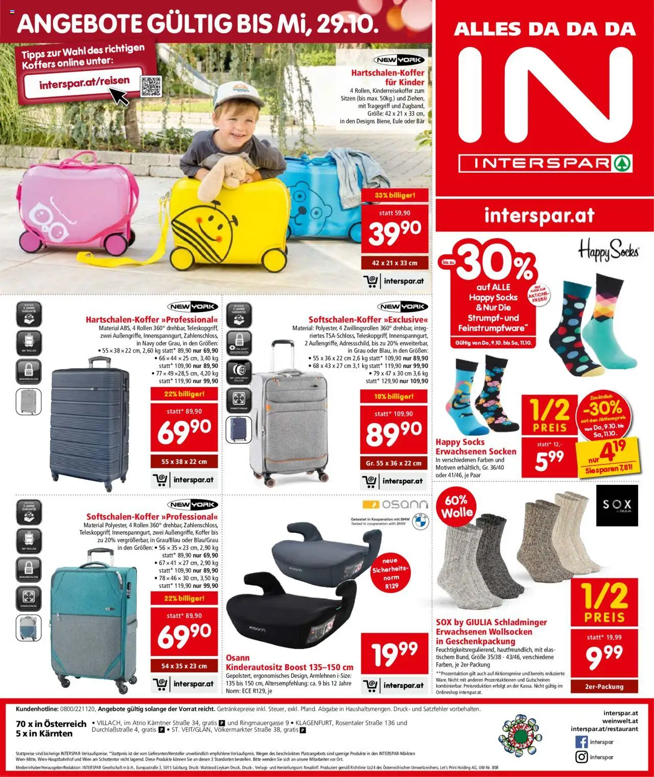 Interspar Flugblatt - Kärnten gültig ab 09.10.2025 | Seite: 20 | Produkte: Socken, Koffer