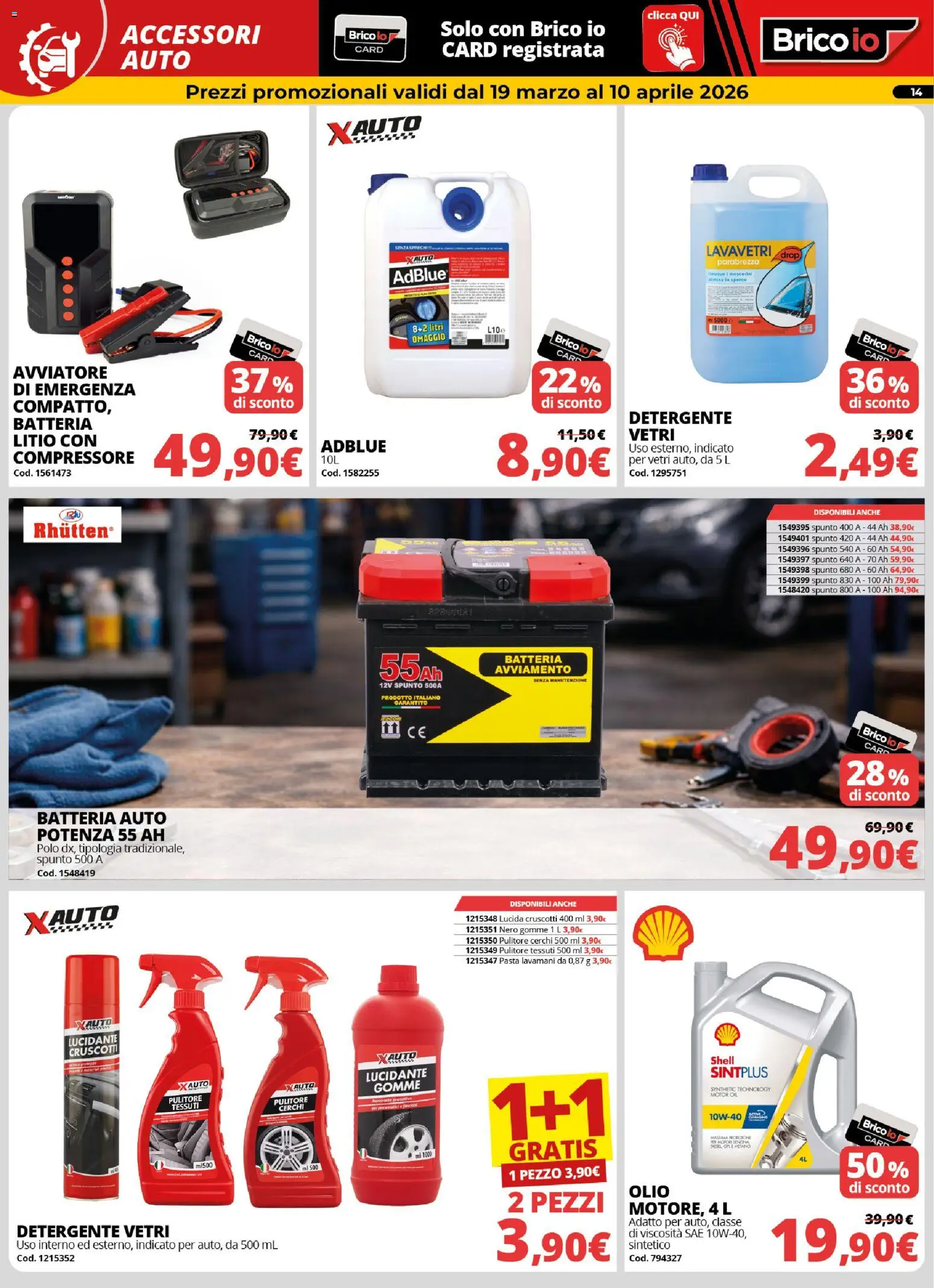 Volantino Brico io del 19.03.2026 | Pagina: 14 | Prodotti: Compressore, Olio, Polo, Batteria