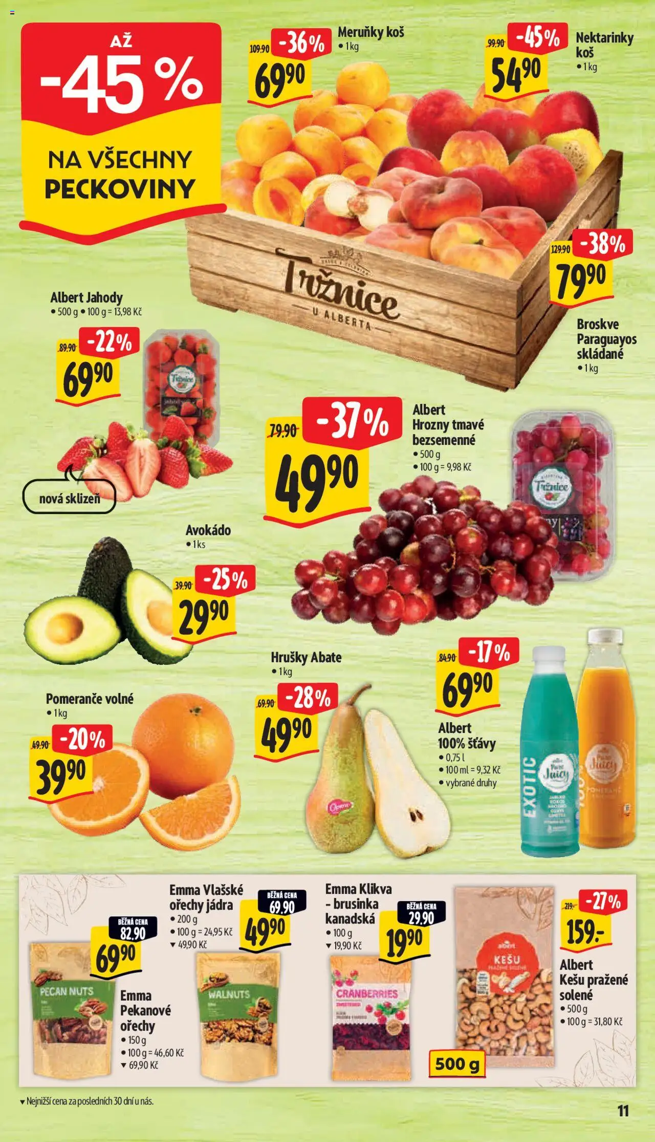 Albert leták - Supermarket od 11.06.2025 | Strana: 16 | Produkty: Jahody, Broskve, Meruňky, Hrozny