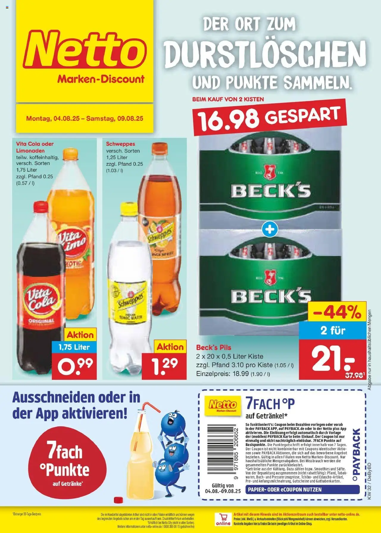 Netto Marken-Discount prospekt Buttenwiesen	 - gültig ab dem 04.08.2025 | Seite: 36 | Produkte: Cola, Pils, Schweppes, Vita cola