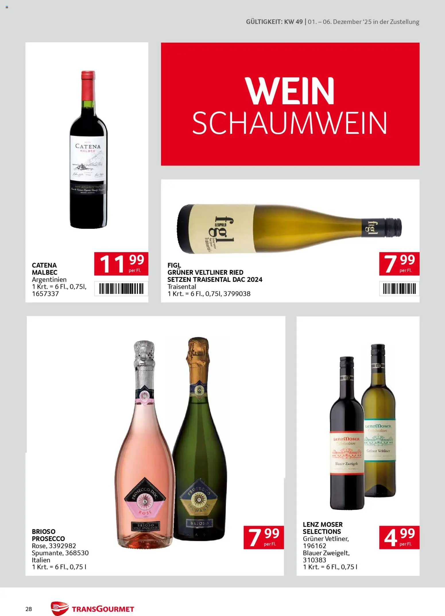 Transgourmet Zustellaktion gültig ab 01.12.2025 | Seite: 28 | Produkte: Wein