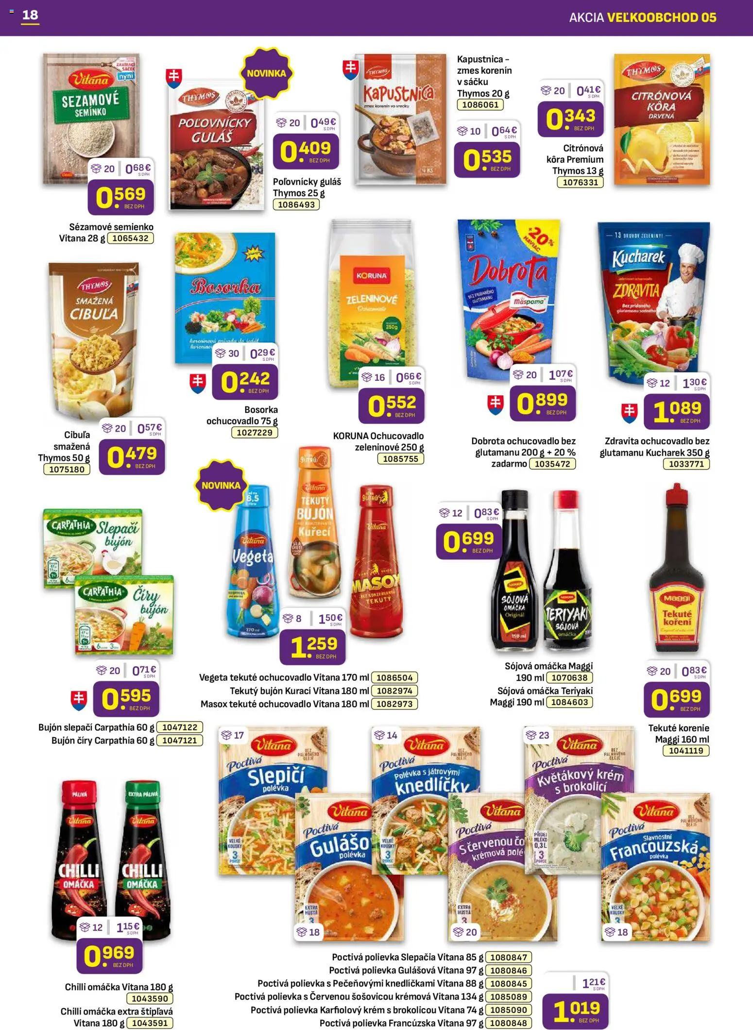 Nové Libex akcie – leták je platný od 02.03.2026 | Strana: 18 | Produkty: Bujón, Masox, Korenie, Omáčka