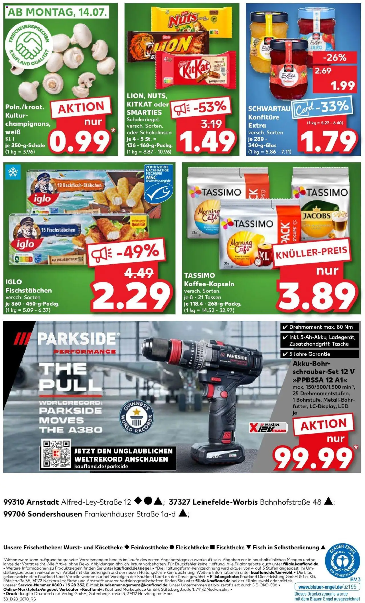 Kaufland prospekt Sondershausen	 - gültig ab dem 09.07.2025 | Seite: 38 | Produkte: Tasche, Smarties, Fischstabchen, Tassimo