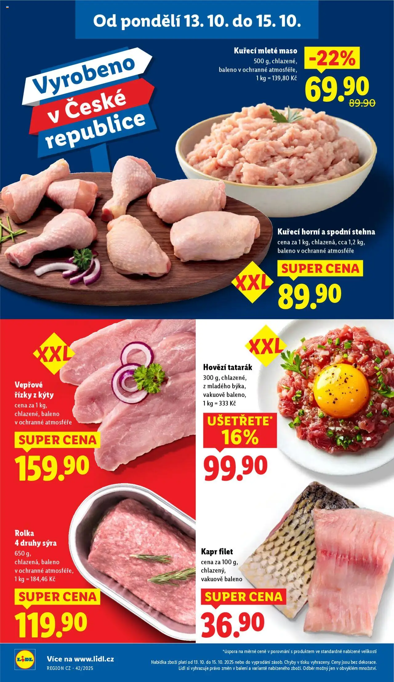 Lidl leták od 13.10.2025 | Strana: 10 | Produkty: Kuřecí mleté maso, Mleté maso, Filet, Kapr