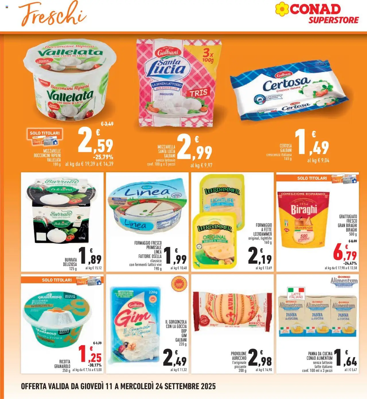 Volantino Conad del 11.09.2025 | Pagina: 12 | Prodotti: Crema, Panna, Crescenza, Burrata