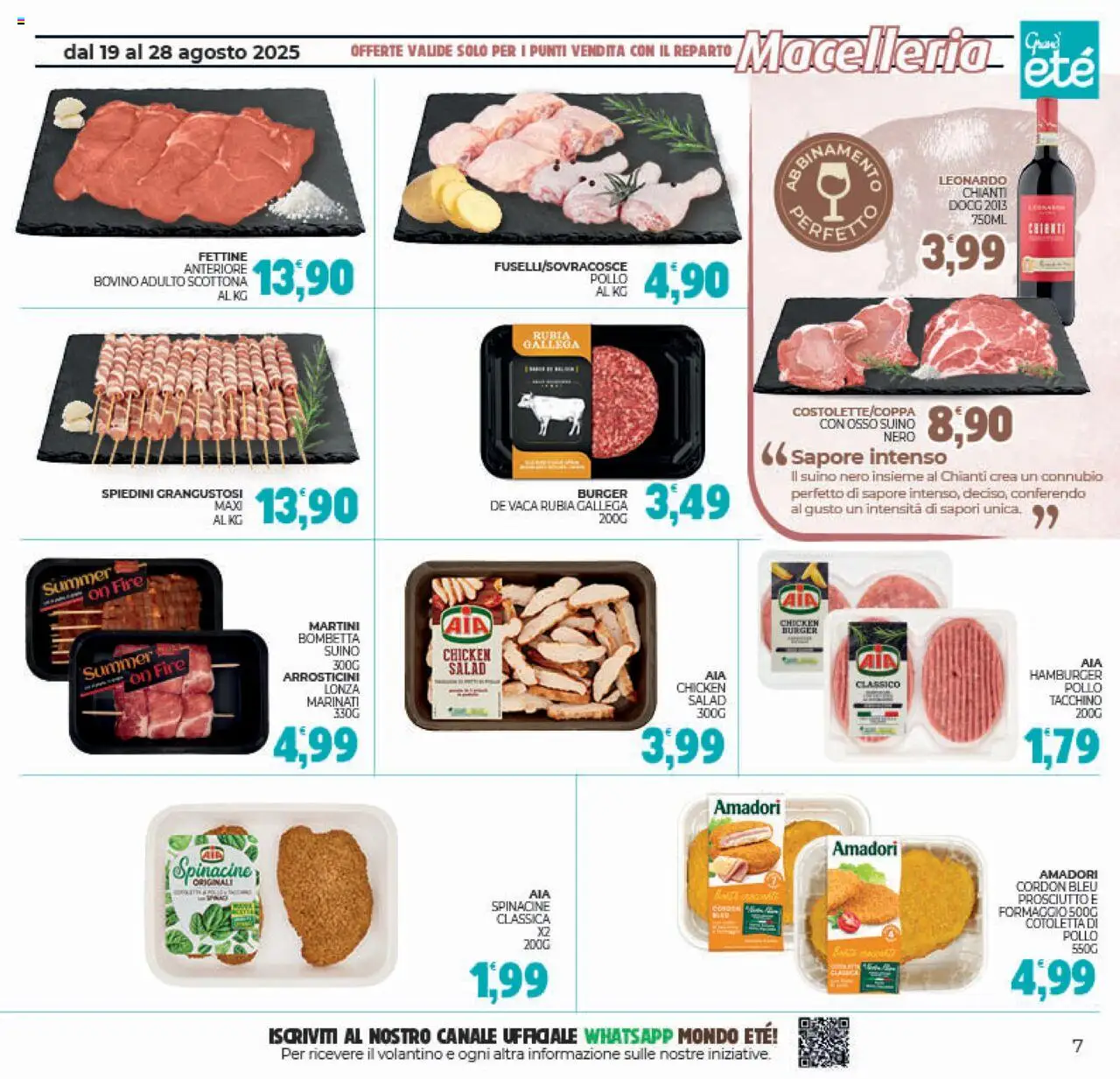 Volantino Eté del 19.08.2025 | Pagina: 7 | Prodotti: Pollo, Formaggio, Prosciutto, Hamburger