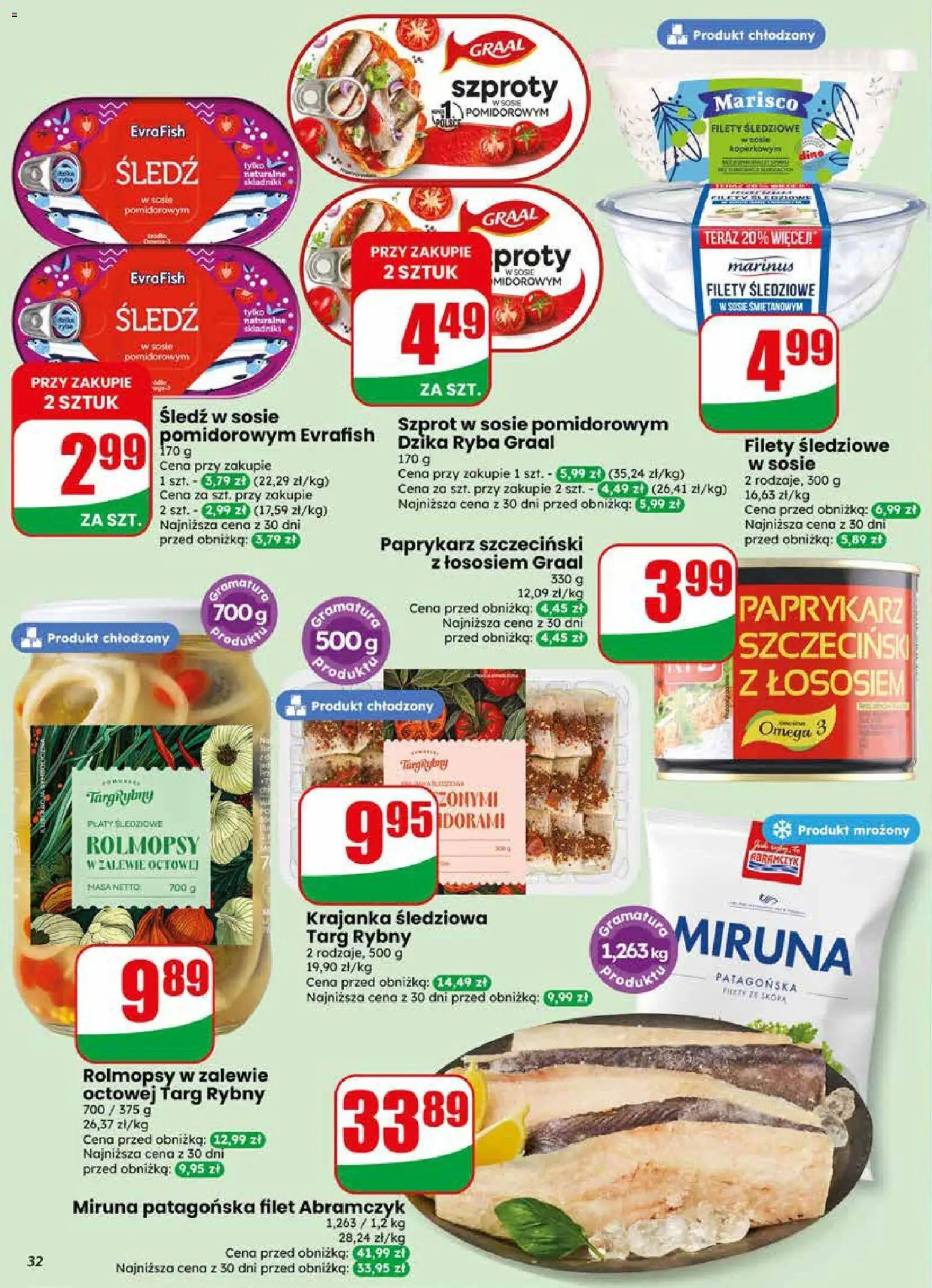 Dino gazetka od 29.04.2026 | Strona: 32 | Produkty: Paprykarz, Śledź, Miruna, Ryba