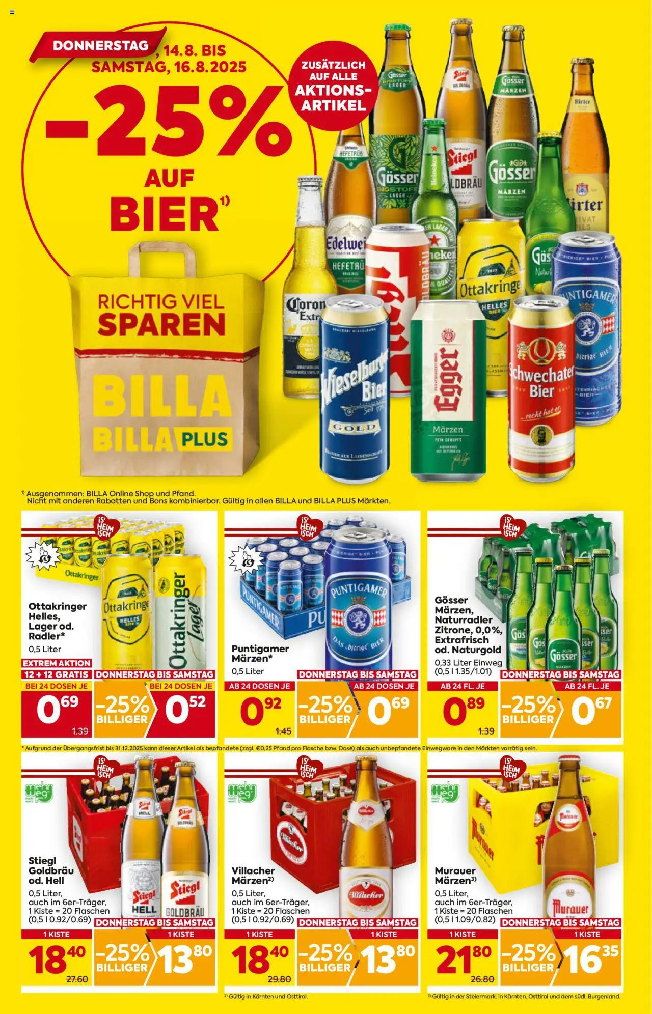 Billa Flugblatt - Kärnten gültig ab 14.08.2025 | Seite: 2 | Produkte: Bier
